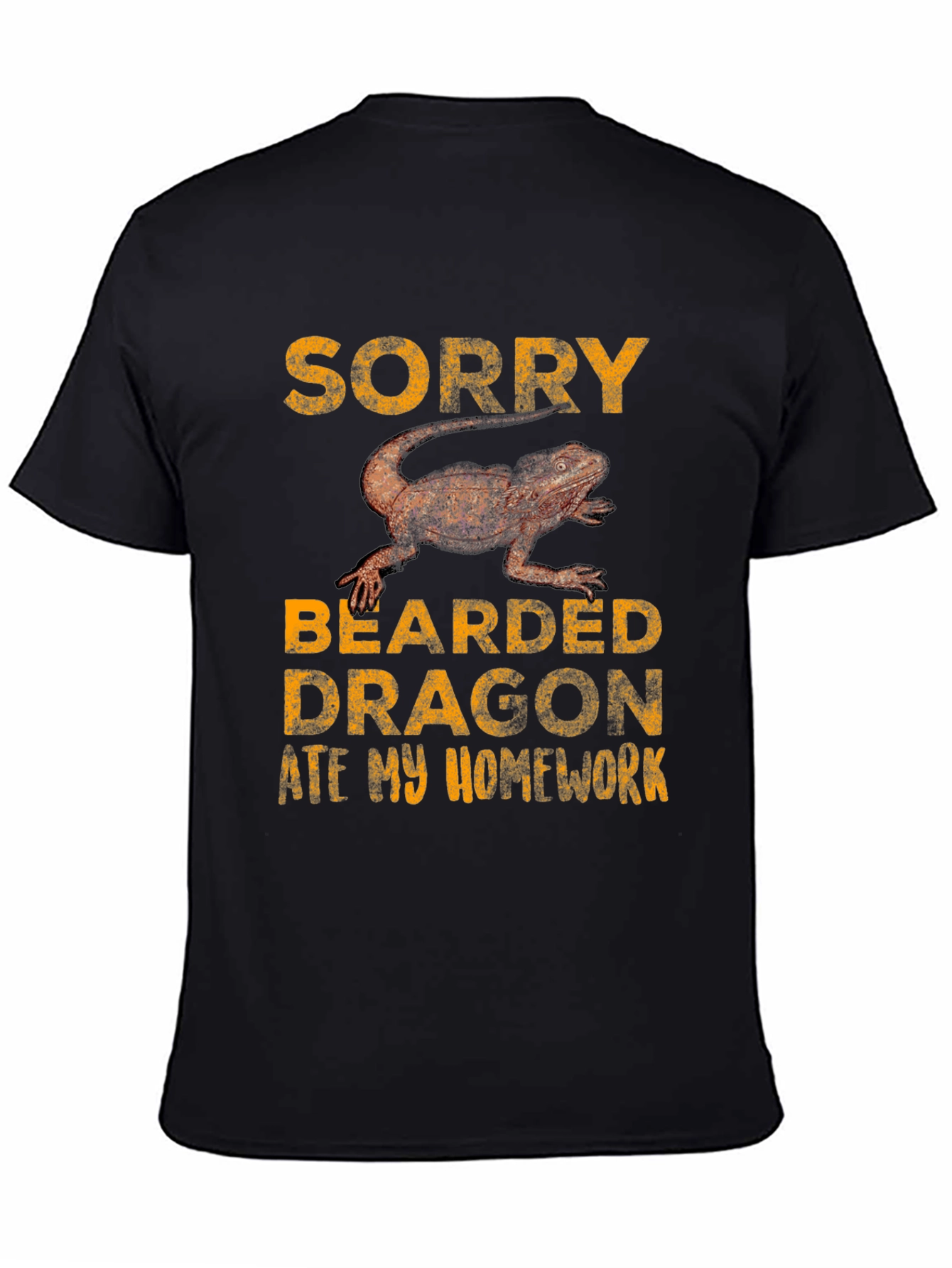 Black Funny Bearded Dragon Ate Homework T-Shirt view 4