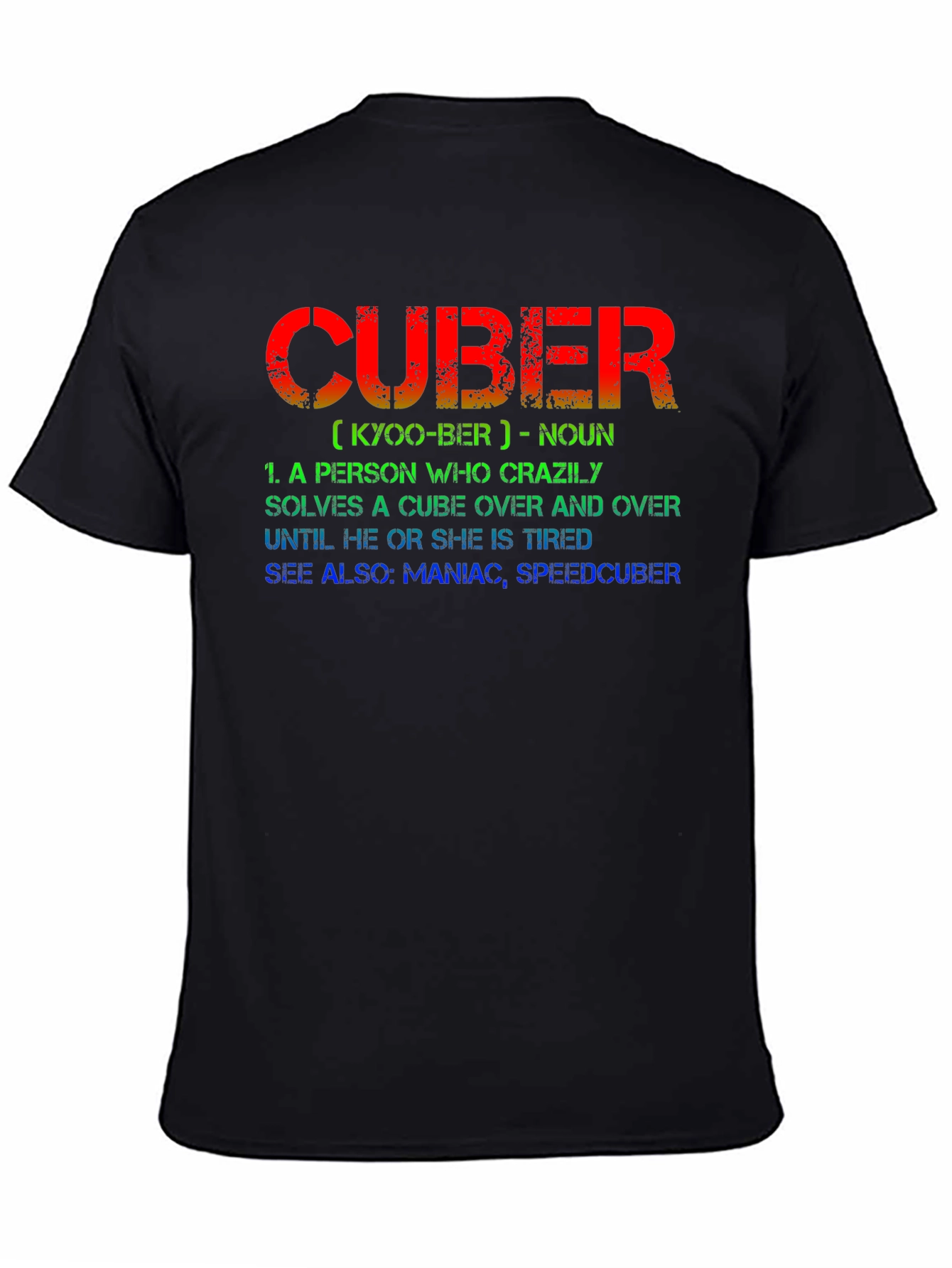 Black CUBER Definition Black T-Shirt - For Puzzle Lovers view 4
