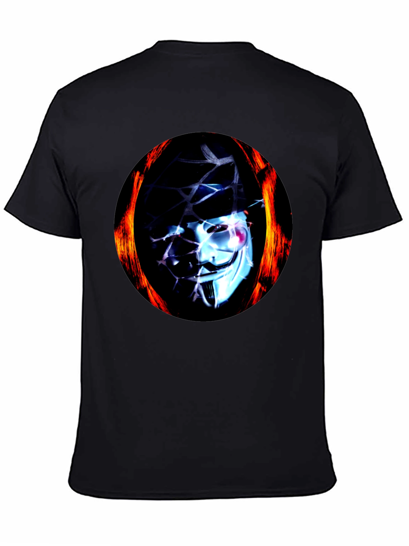 Black Anonymous Mask Flame T-Shirt view 4