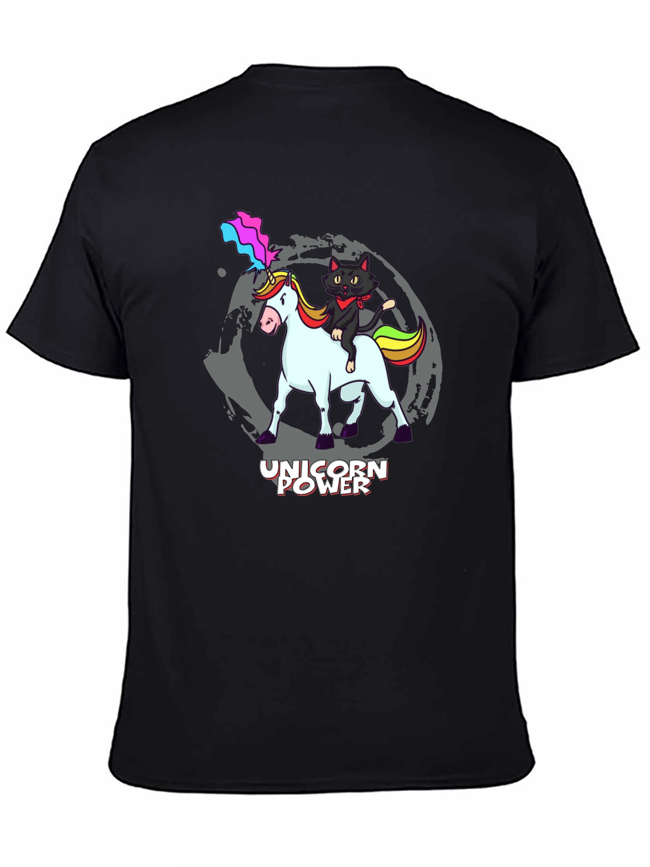 Black Unicorn Power T-Shirt - Cat Riding Unicorn! view 4