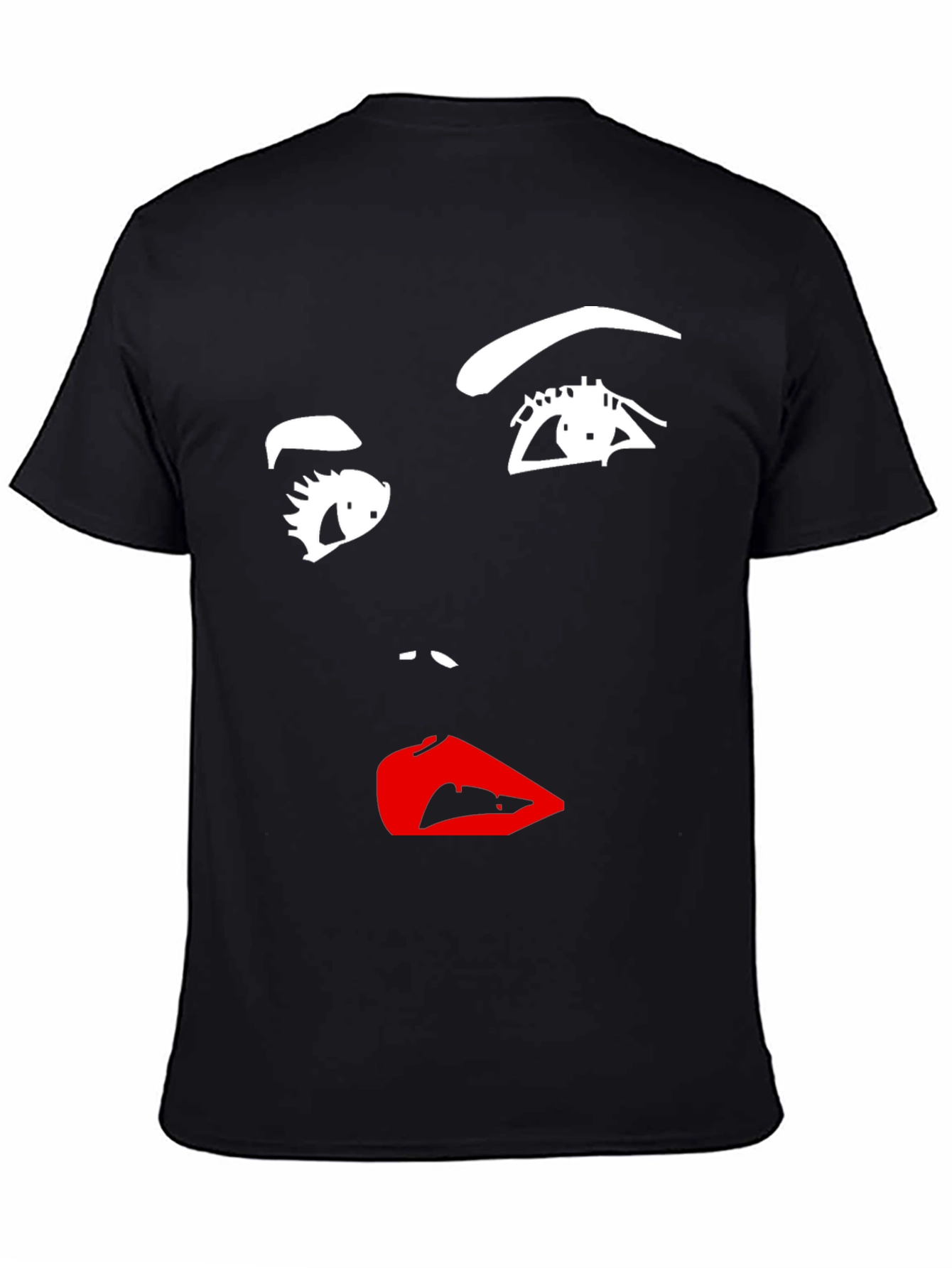 Black Abstract Face Graphic Tee - Modern Art Shirt view 4