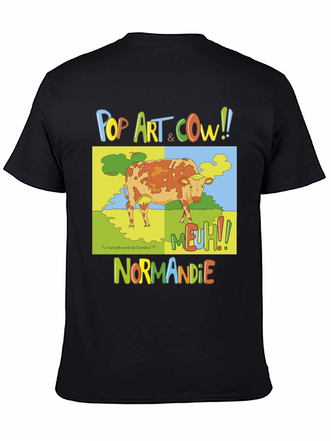 Black Pop Art Cow Graphic T-Shirt - Normandy Edition view 4