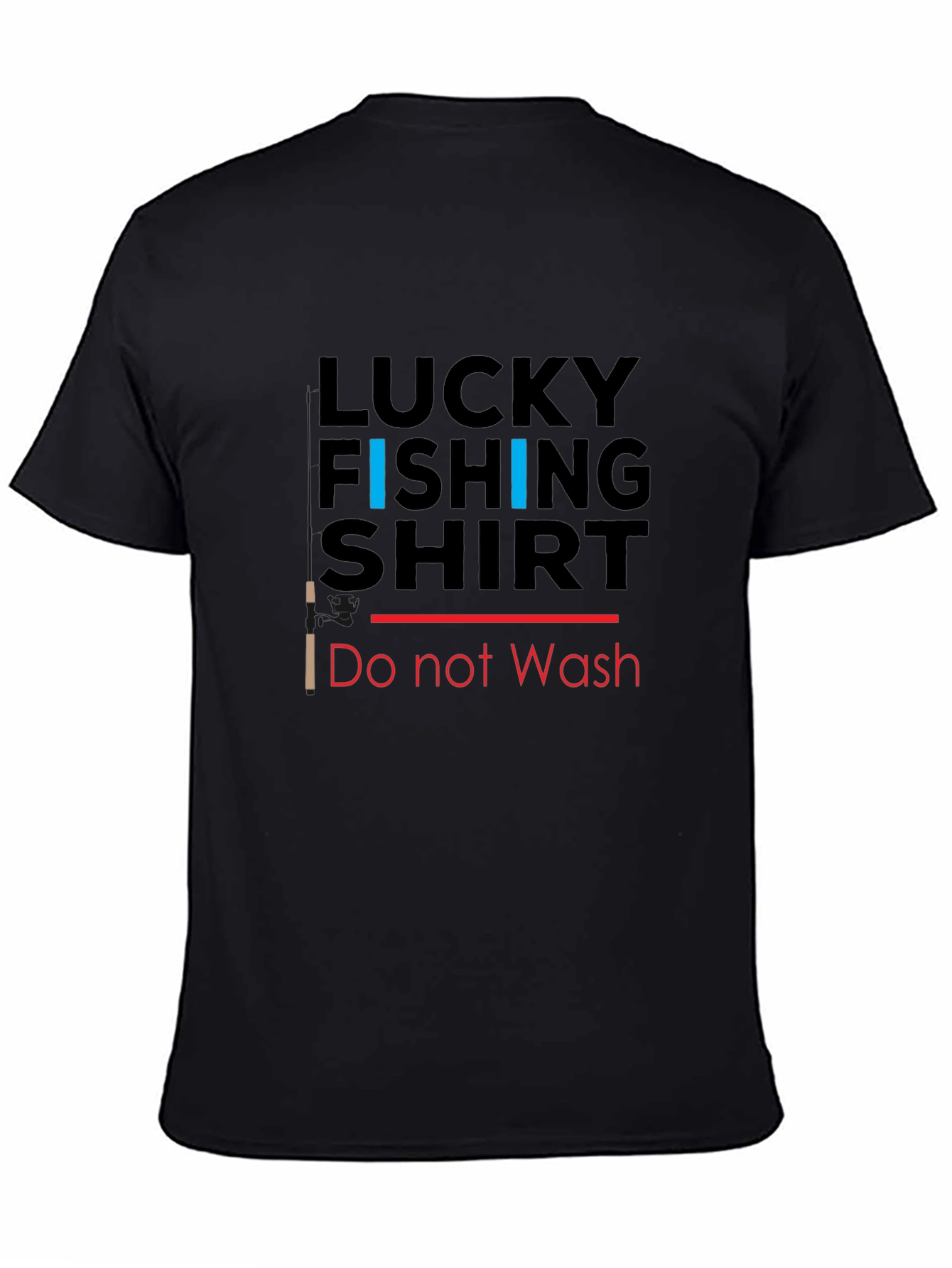 Black Lucky Fishing Shirt - Novelty Graphic Tee view 4