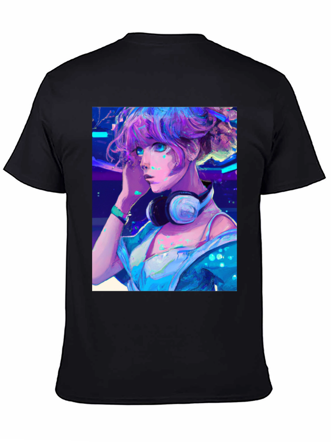 Black Anime Girl Graphic Tee - Cool Manga Shirt view 4