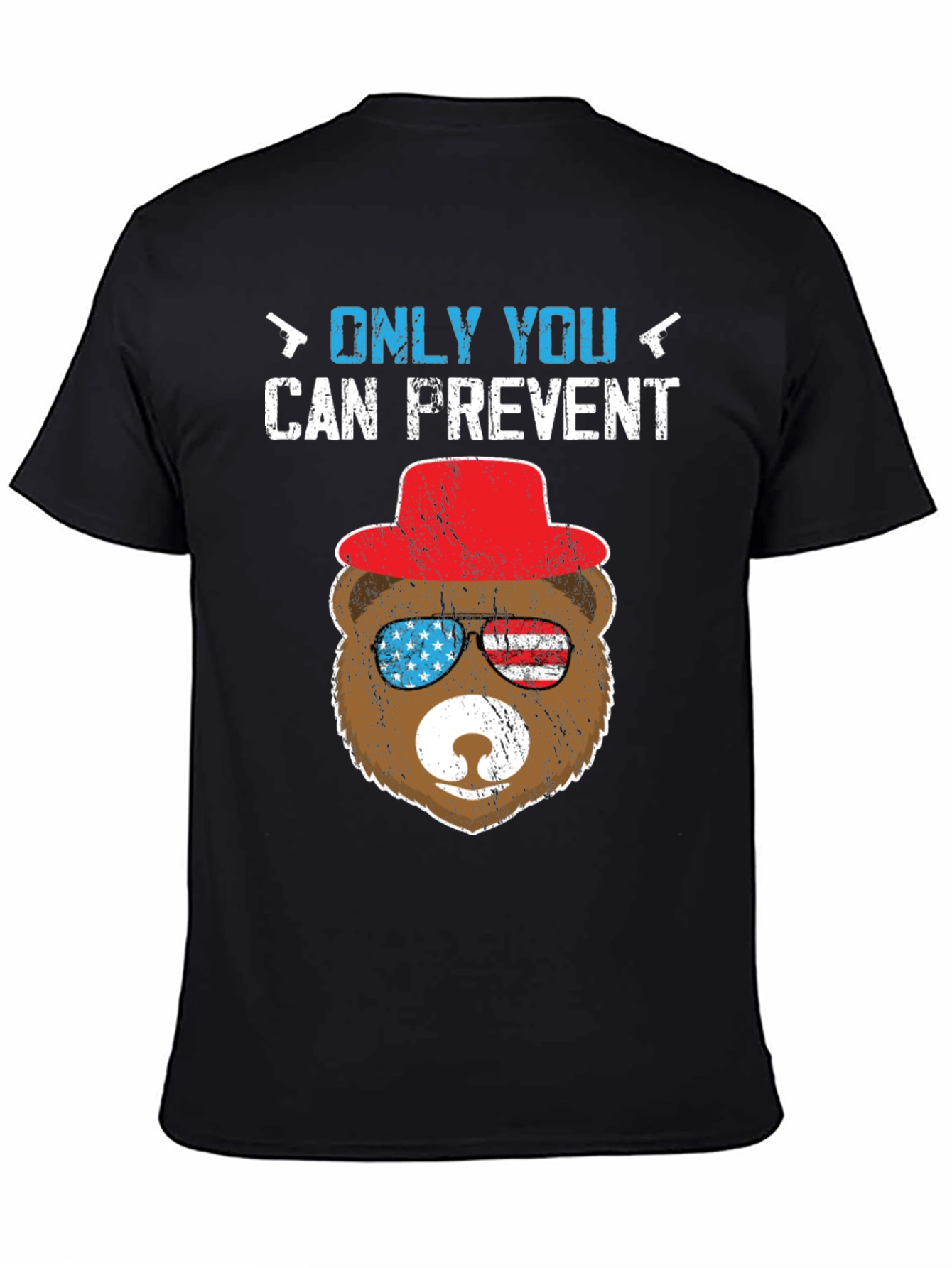 Black Patriotic Bear T-Shirt: Only YOU Prevent view 4
