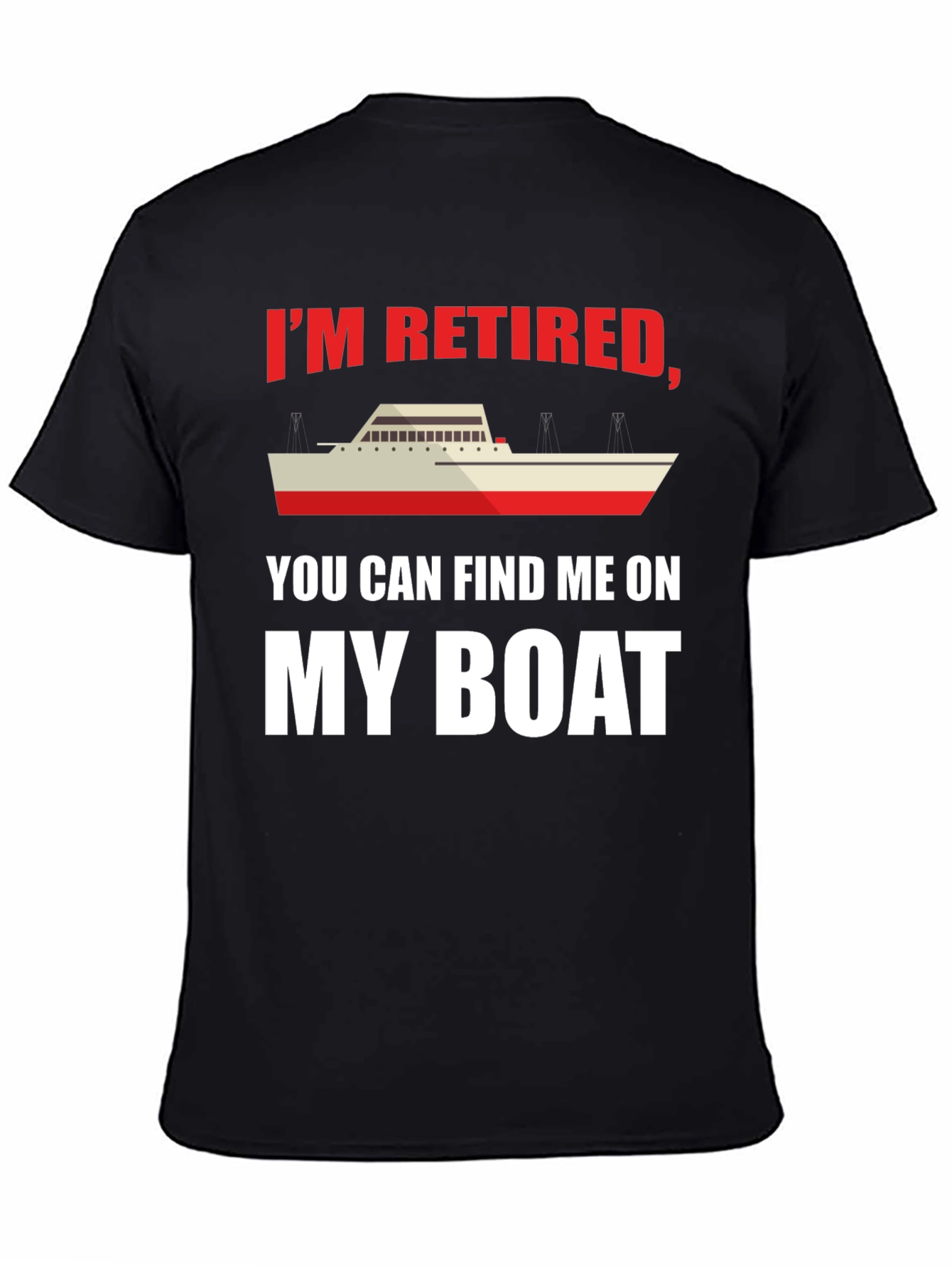 Black Retired Boat Lover T-Shirt view 4