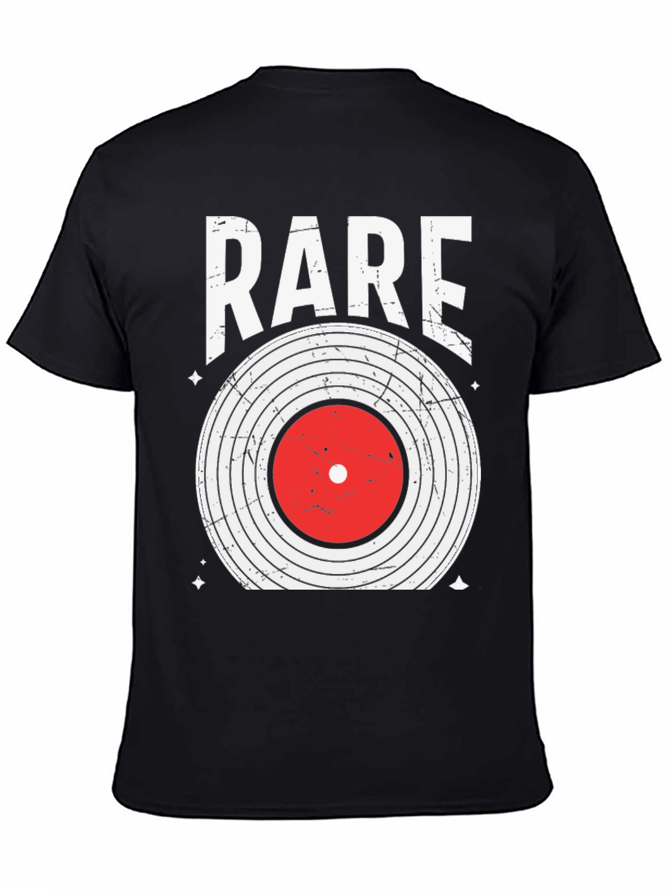 Black Rare Vinyl Record Graphic Tee - Black Cotton Blend Shirt view 4