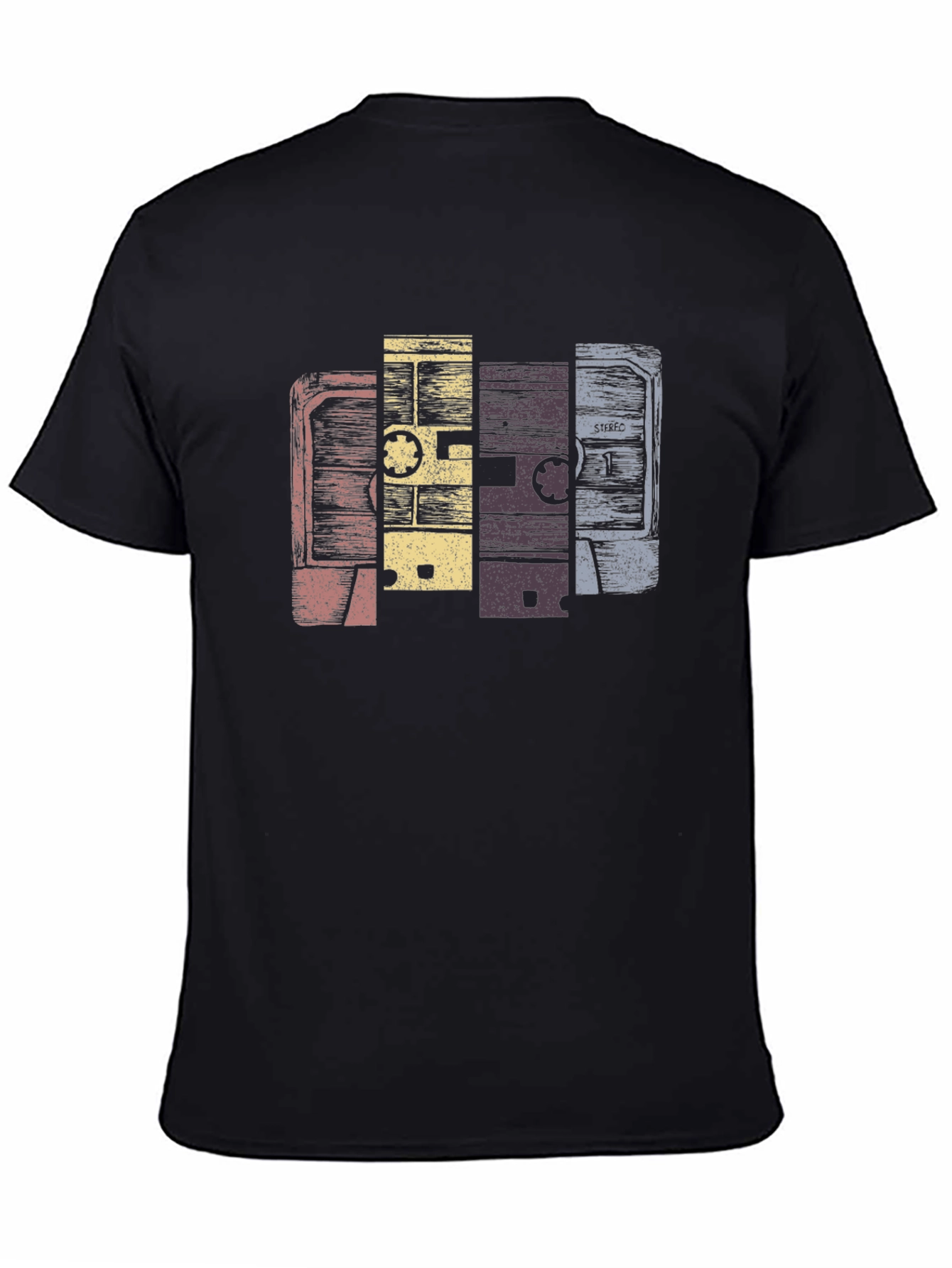 Black Vintage Cassette Tape Graphic T-Shirt view 4
