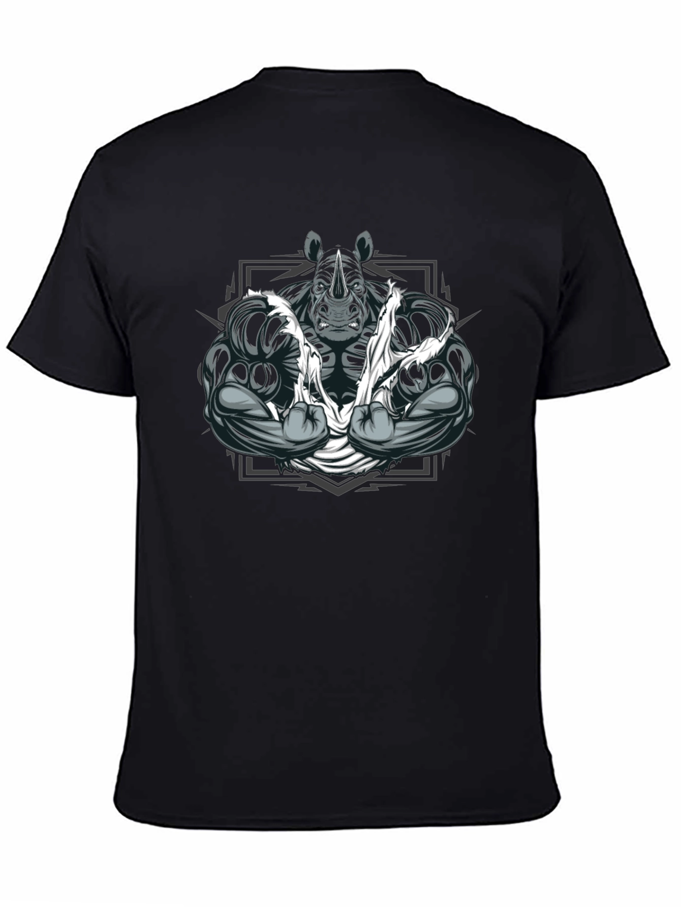Black Rhino Bodybuilder Graphic T-Shirt - Black view 4