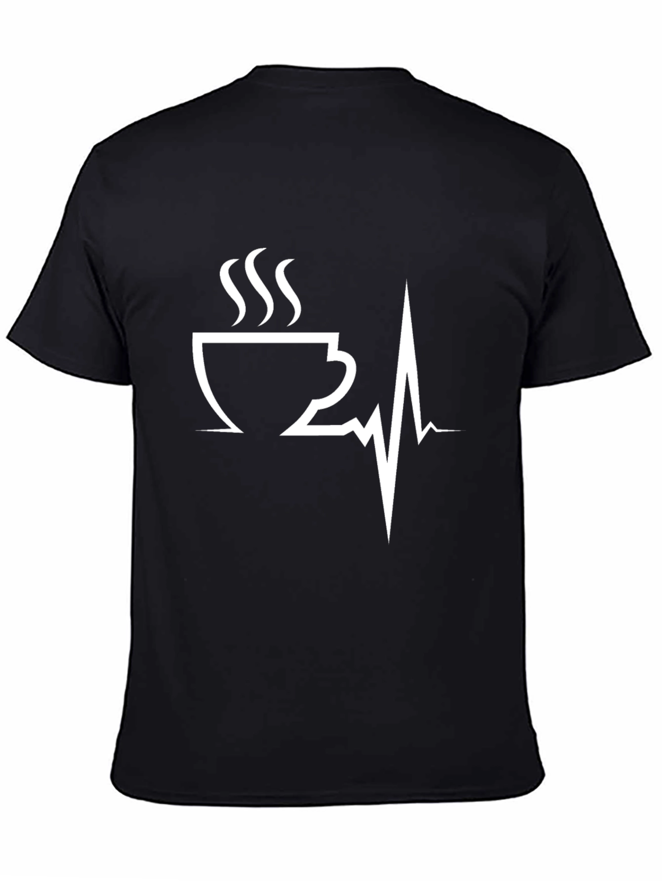 Black Coffee Heartbeat Graphic Tee - Caffeine Lover T-Shirt view 4