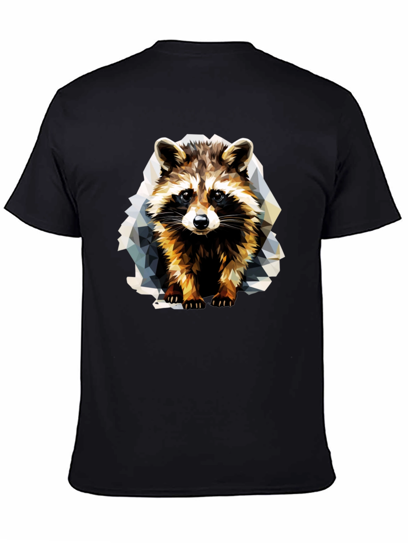 Black Geometric Raccoon Graphic T-Shirt view 4