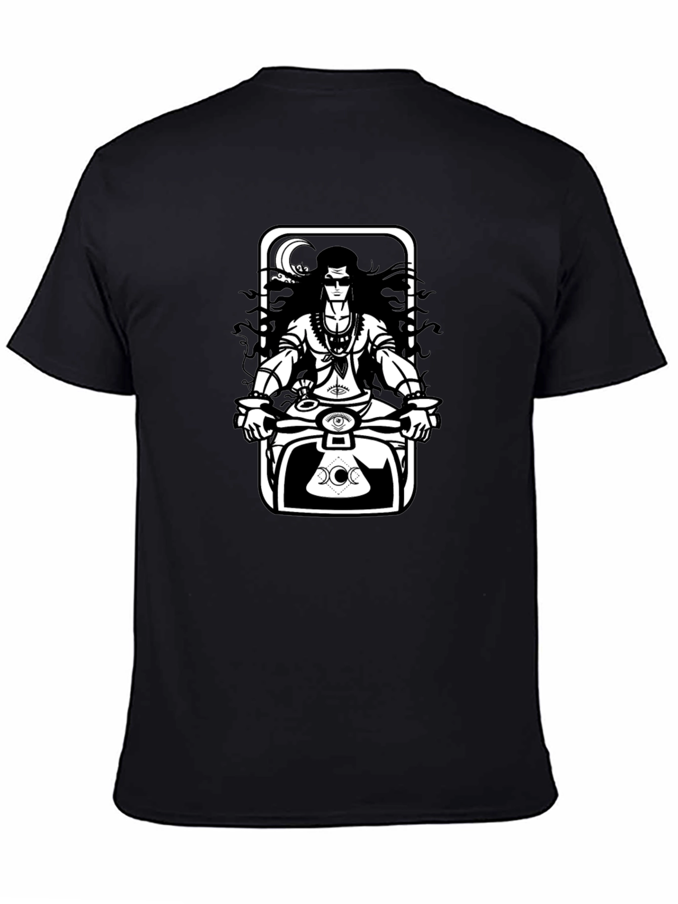 Black Shiva Motorbike Graphic Tee - Black Cotton Blend view 4