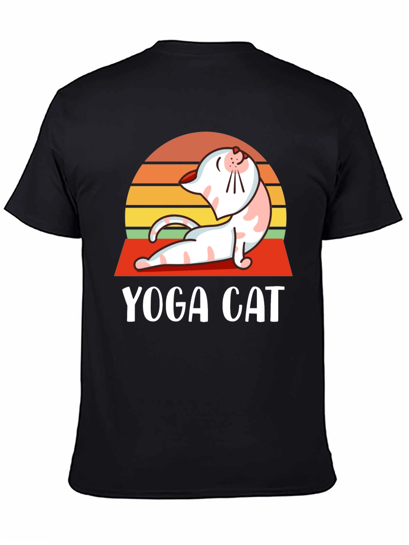 Black Yoga Cat T-Shirt - Funny Workout Tee view 4