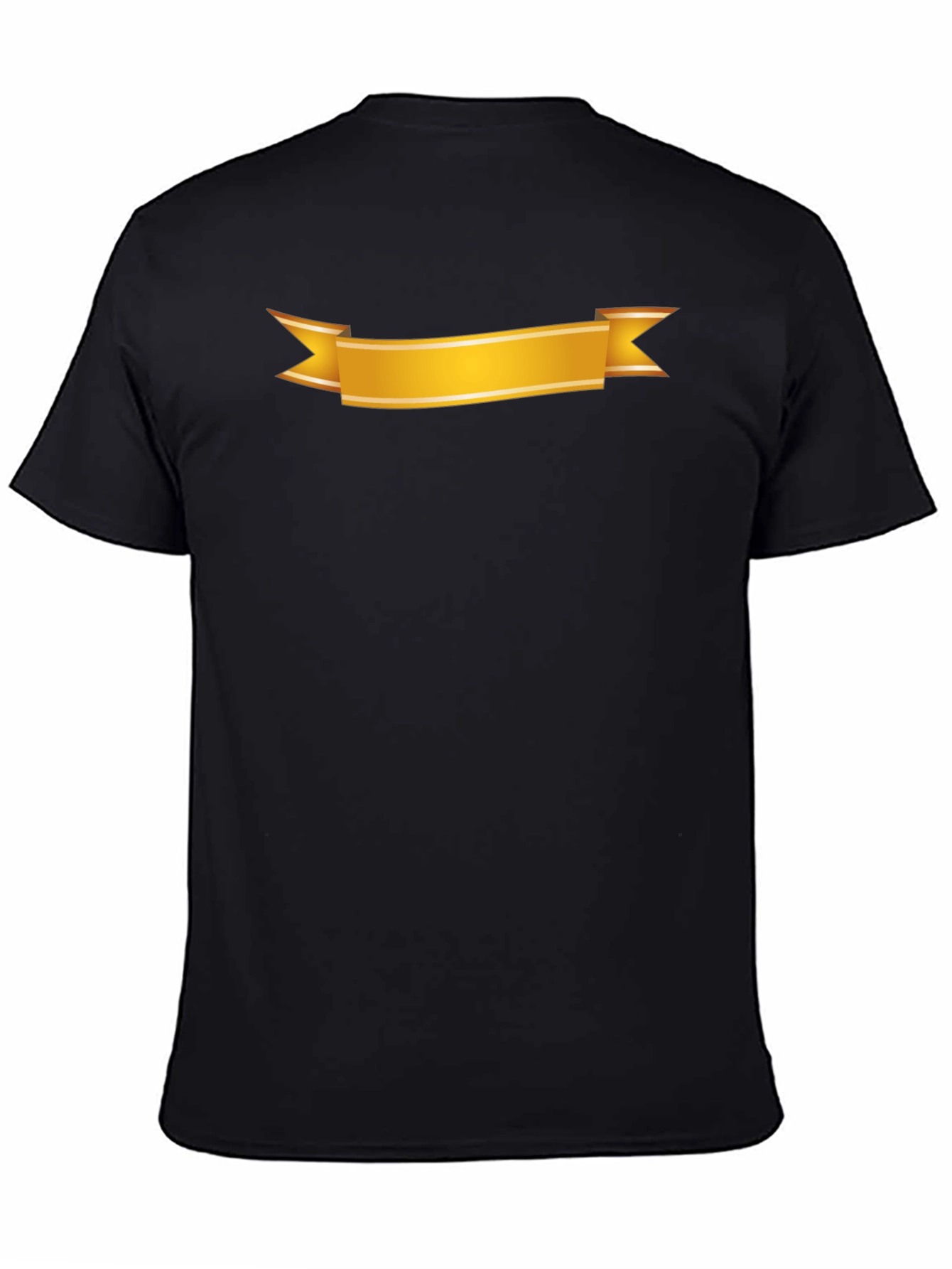 Black Men's Black T-Shirt with Gold Ribbon Design view 4
