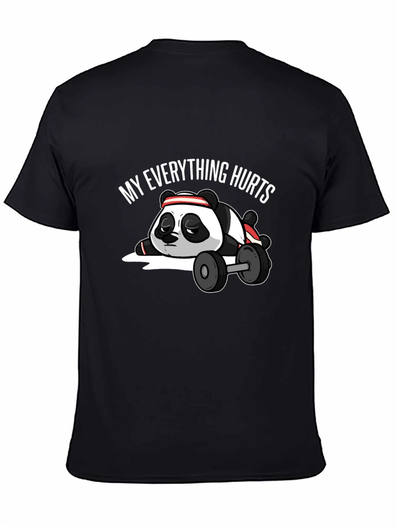 Black My Everything Hurts Panda T-Shirt - Workout Humor Tee view 4