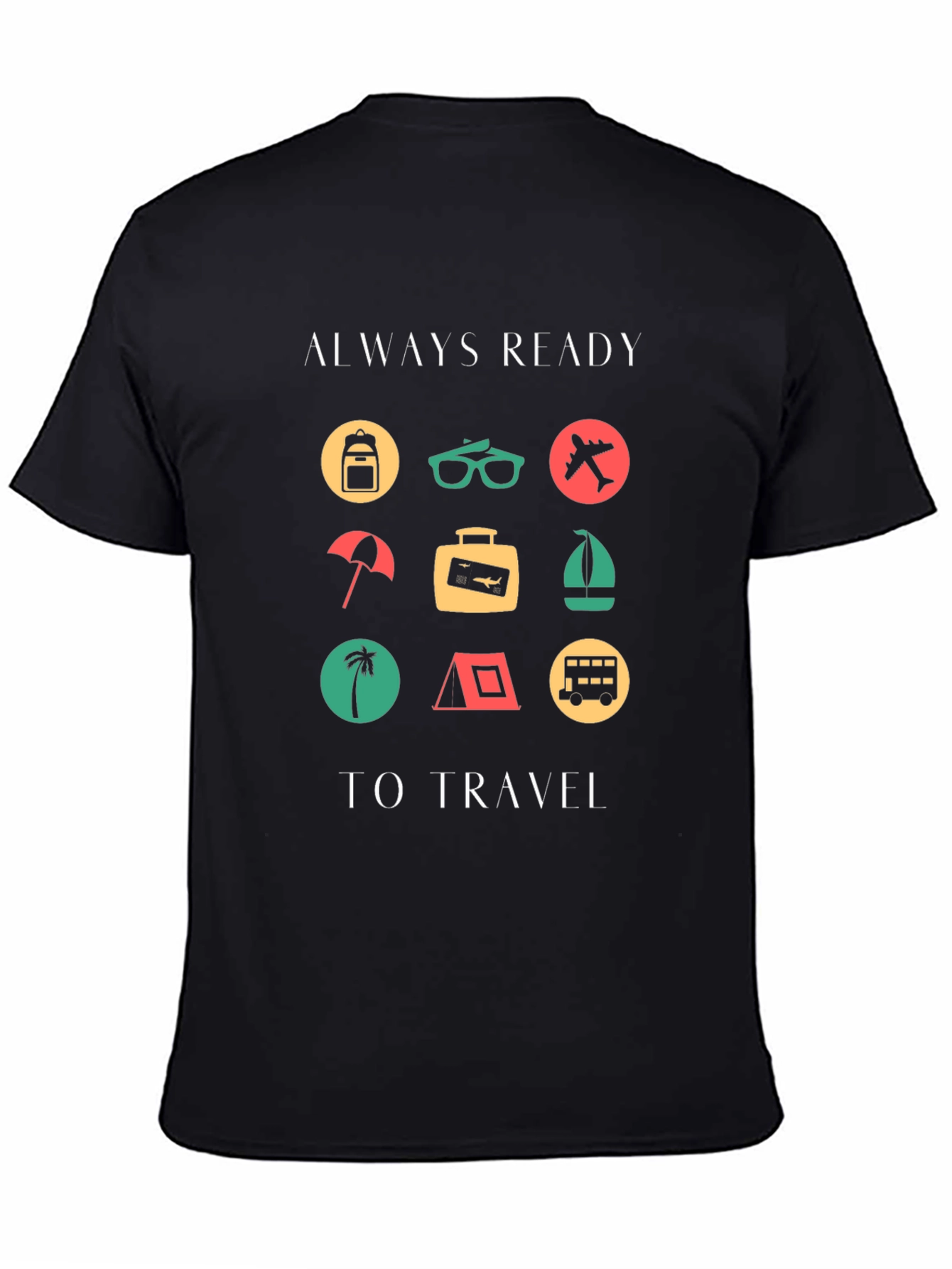 Black Always Ready to Travel Graphic T-Shirt view 4