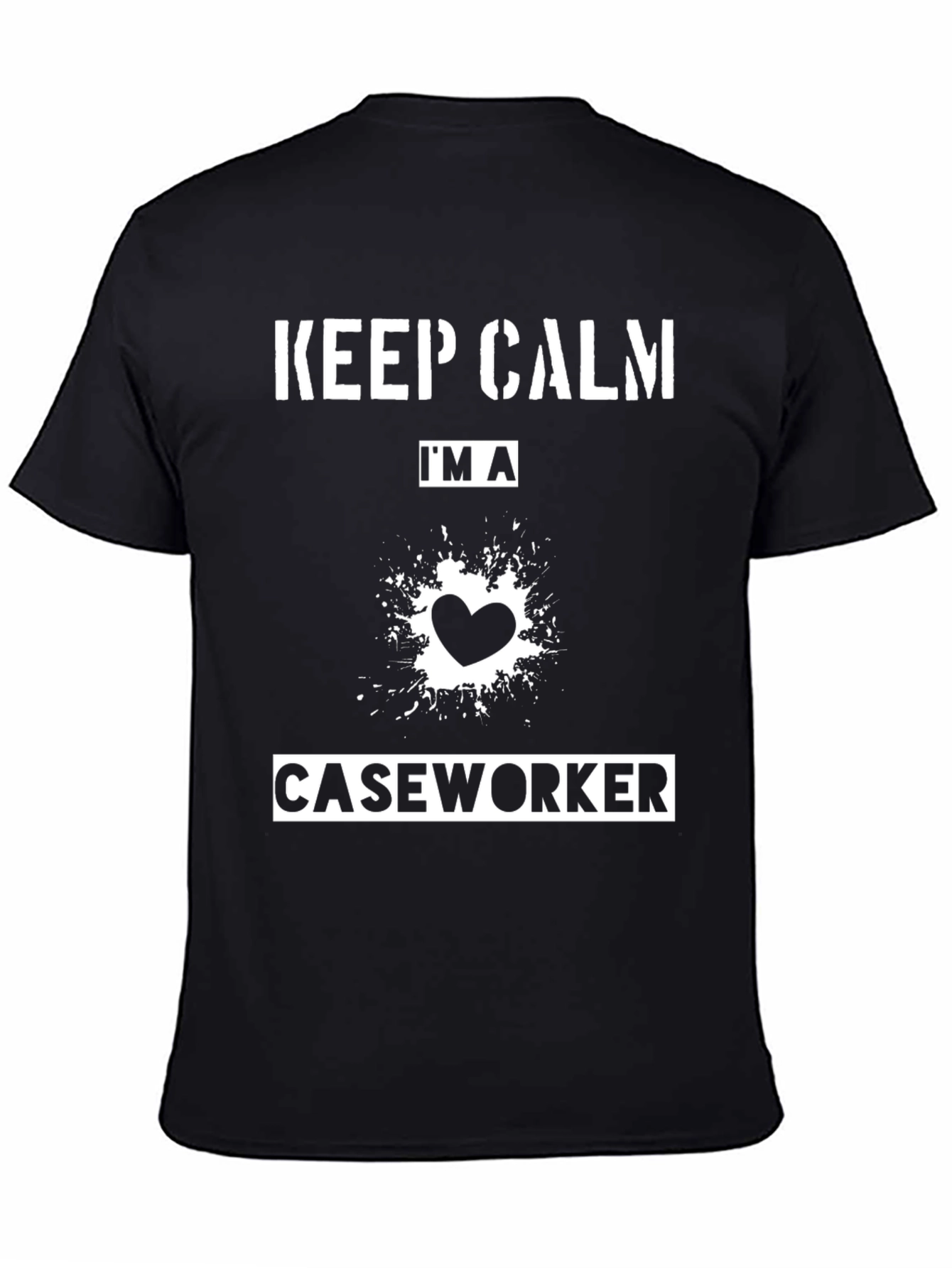 Black Keep Calm I'm a Caseworker Black T-Shirt view 4