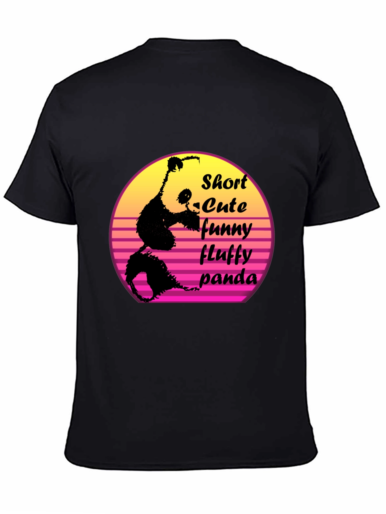 Black Short Cute Fluffy Panda Graphic T-Shirt view 4