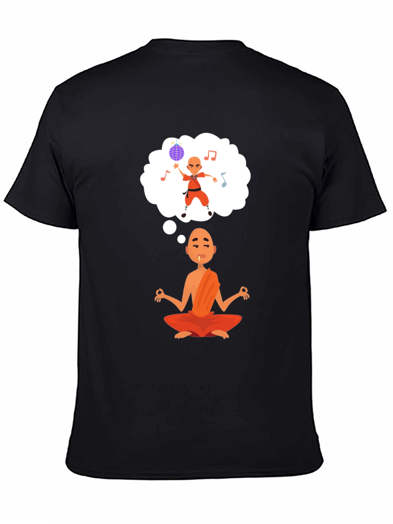 Black Meditating Monk T-Shirt - Dream of Dancing view 4