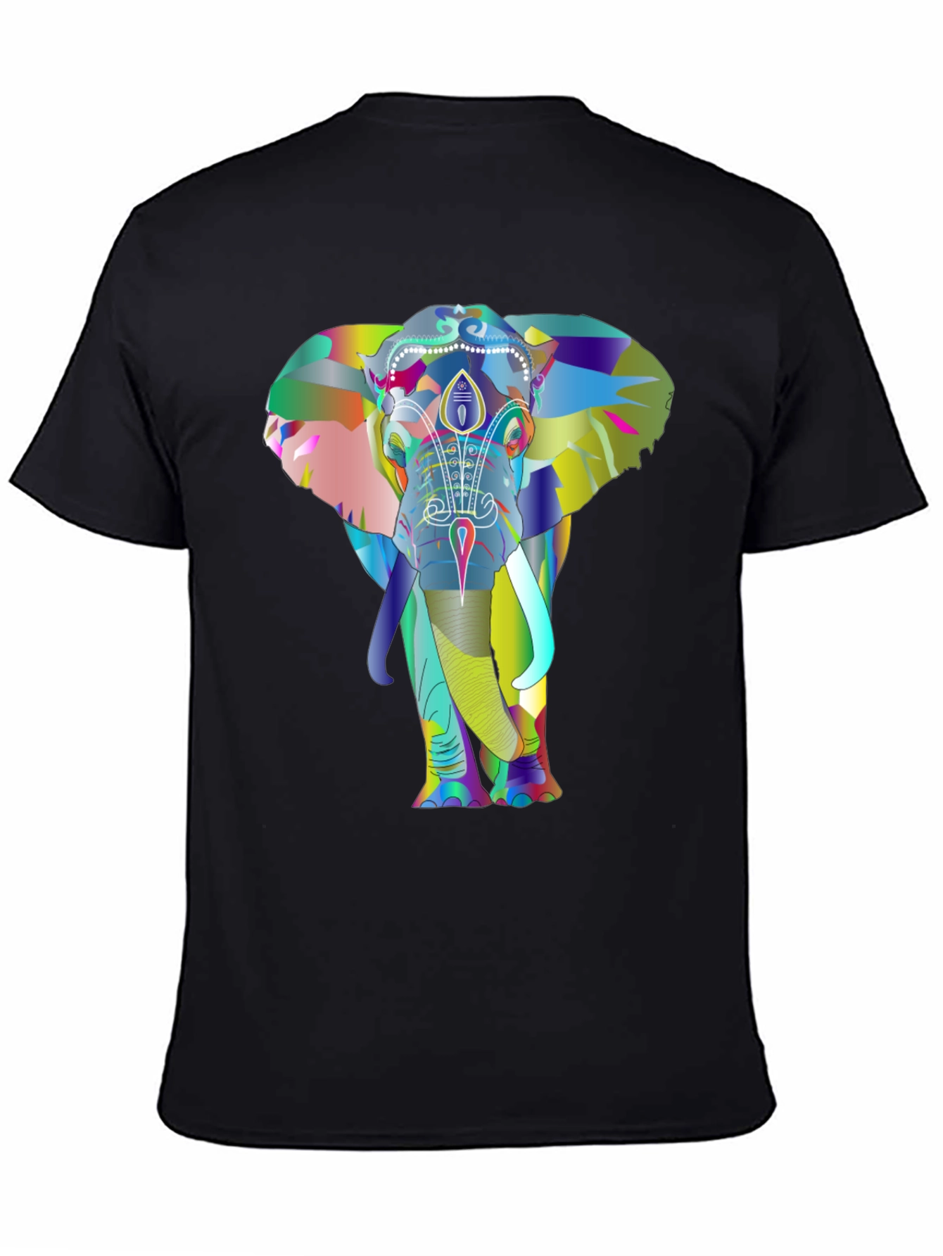 Black Colorful Elephant Graphic Tee - Unique Design view 4