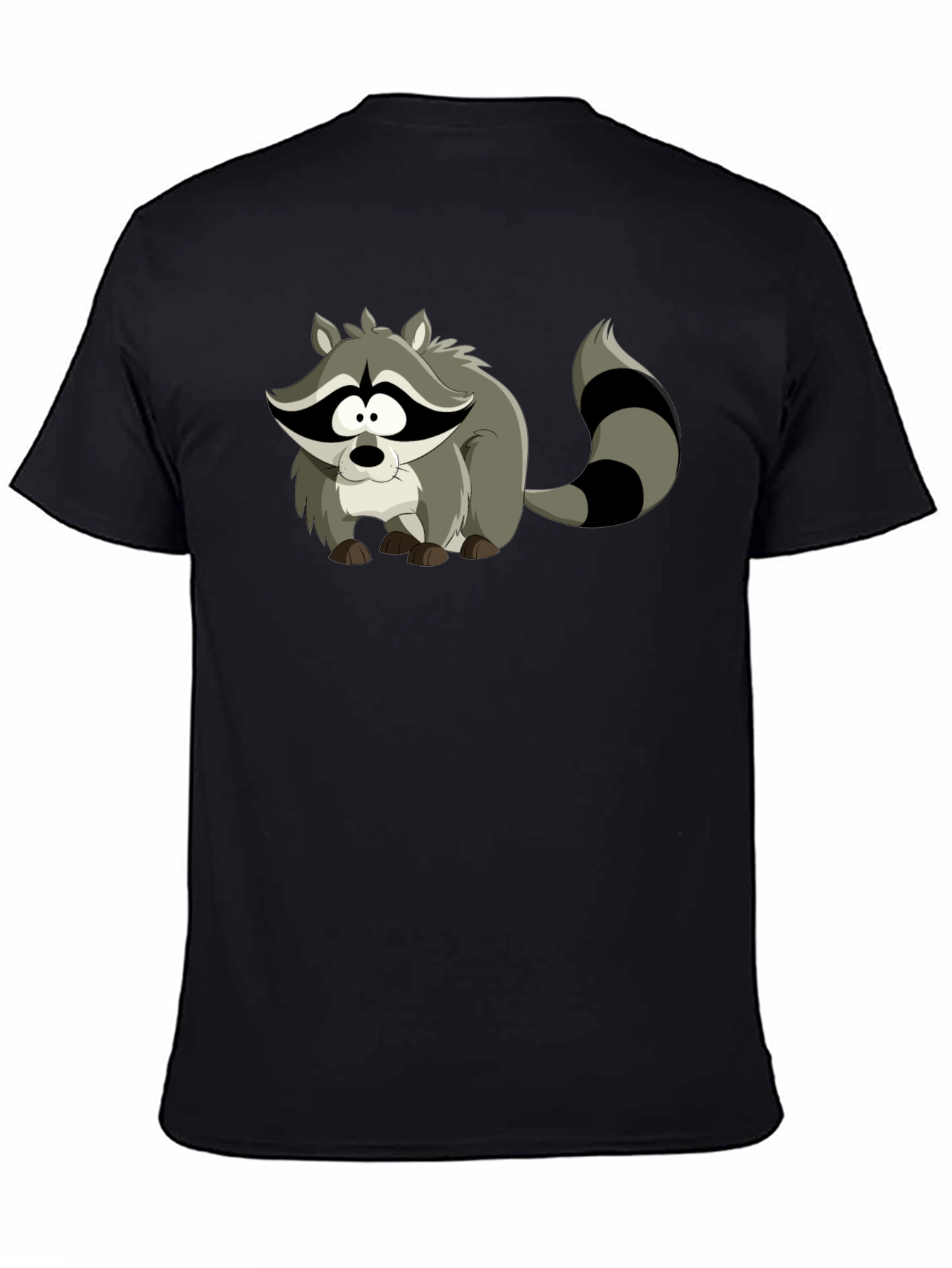 Black Cartoon Raccoon Black T-Shirt view 4