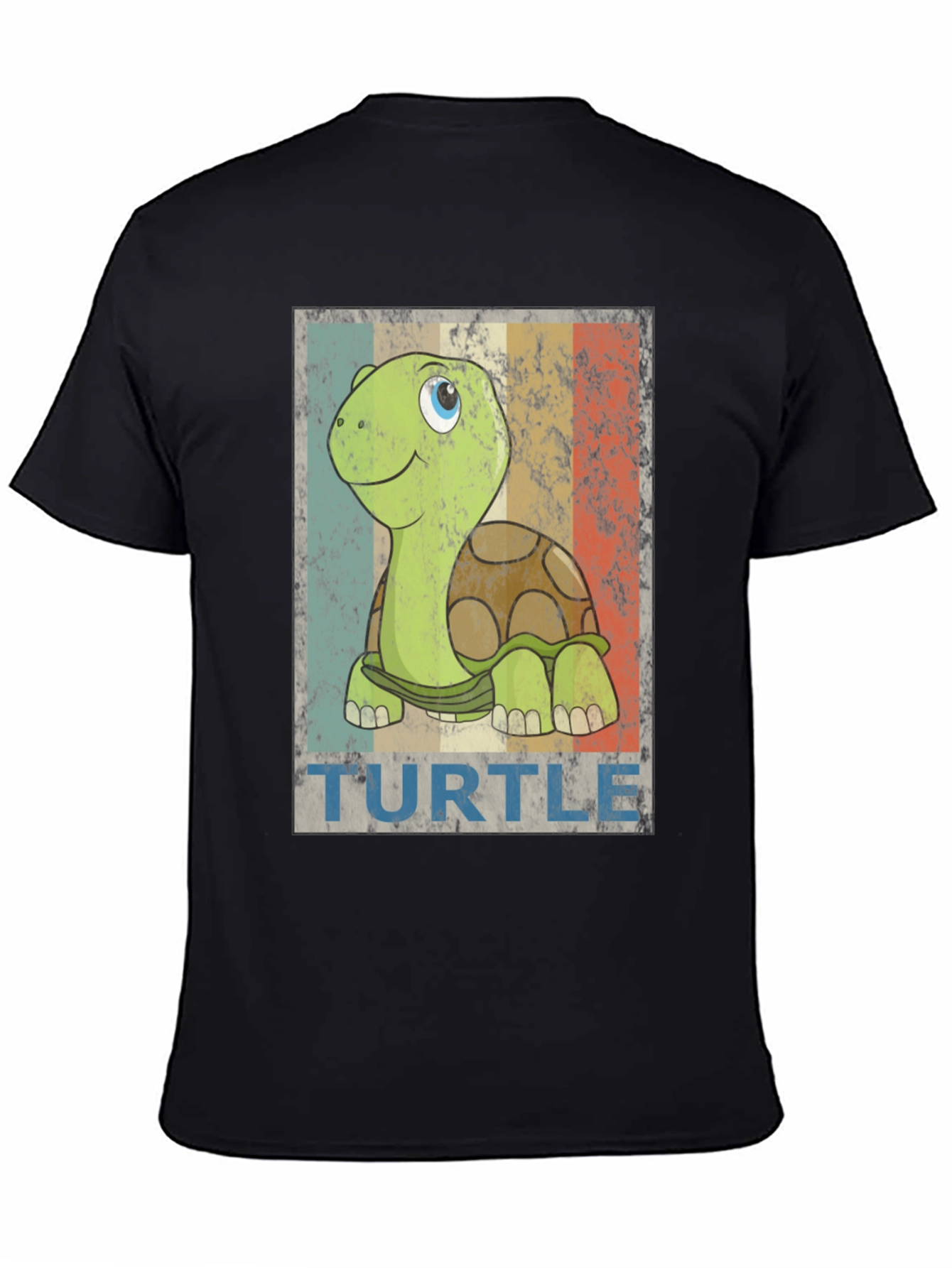 Black Retro Turtle Graphic Tee - Cute Cartoon Animal T-Shirt view 4