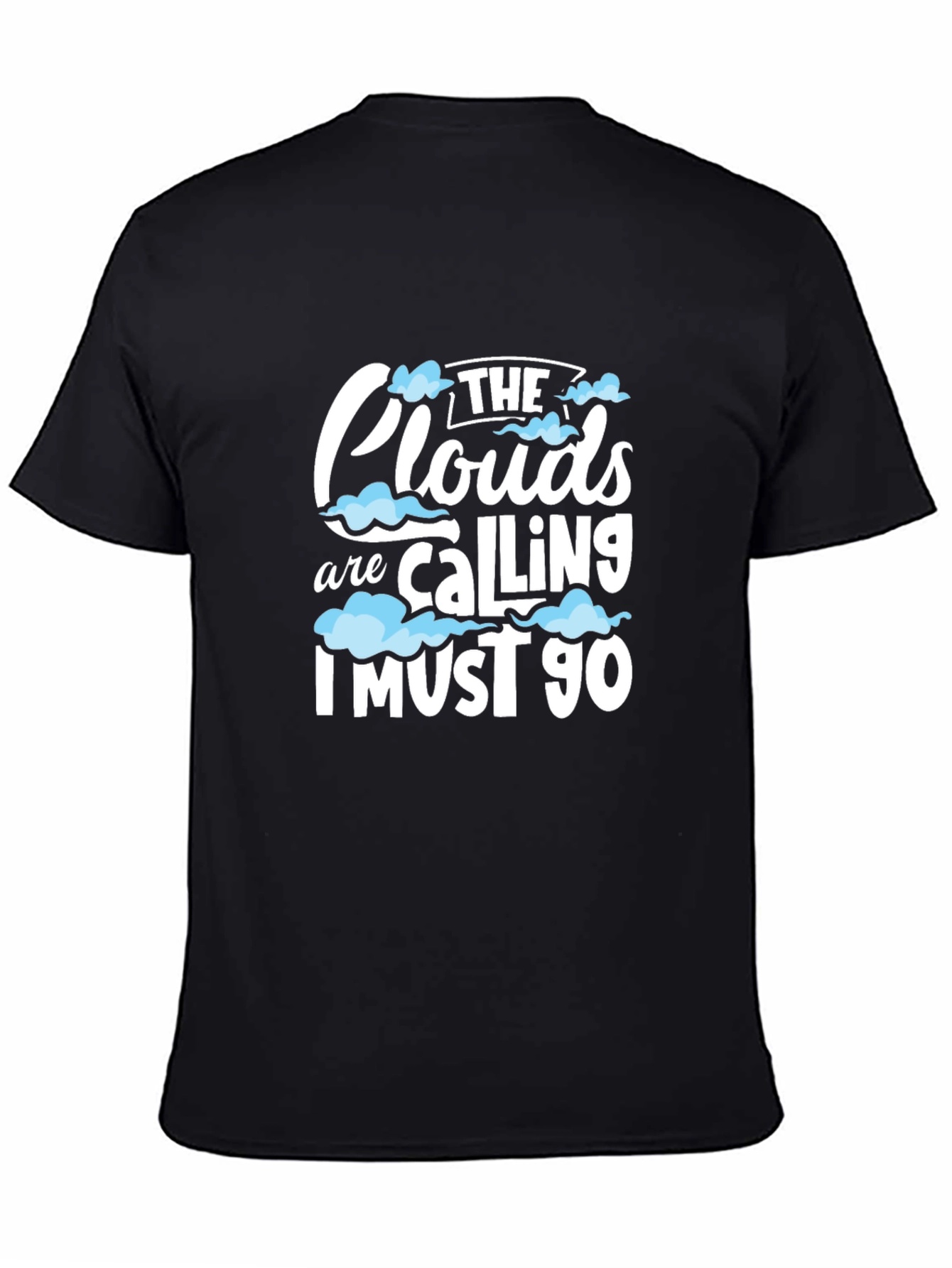 Black The Clouds are Calling Graphic T-Shirt view 4