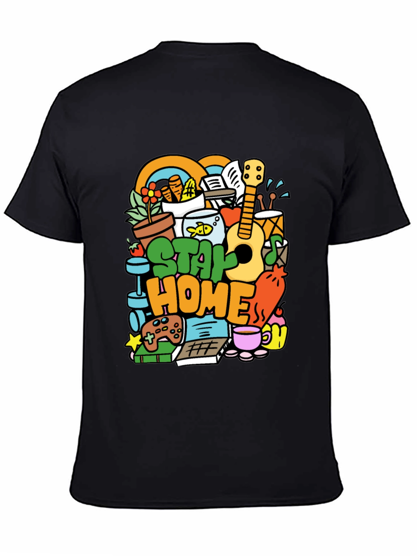 Black Stay Home Graphic T-Shirt - Cozy & Fun view 4