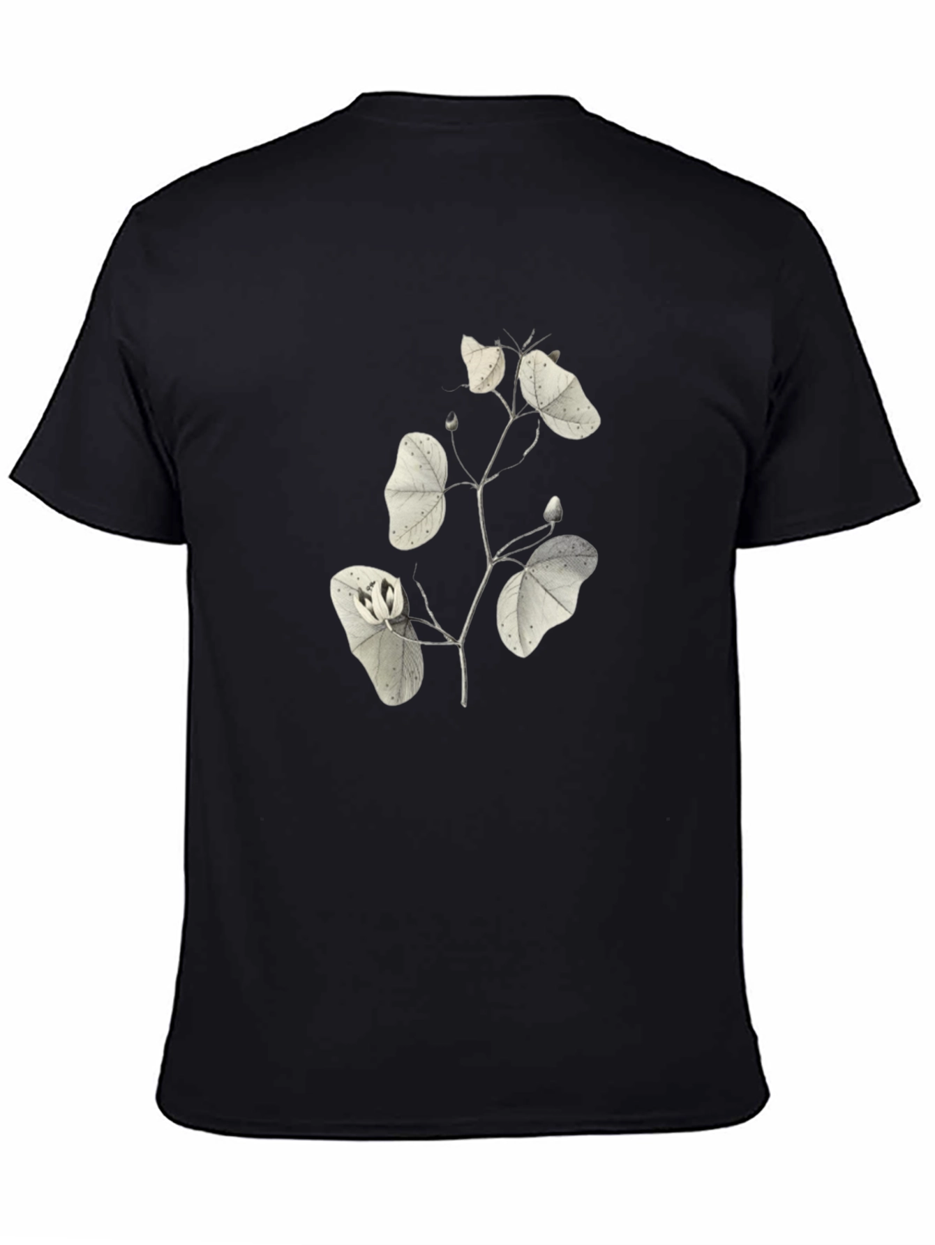 Black Botanical Print Black T-Shirt view 4
