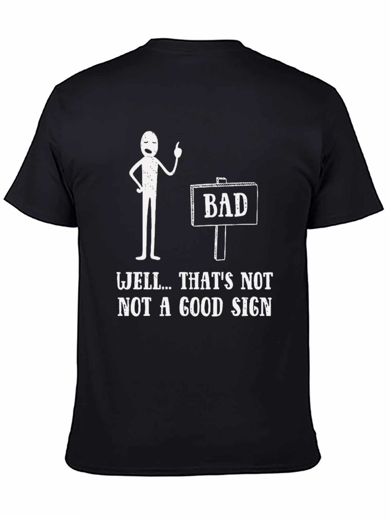 Black Funny 'Bad Sign' Graphic Tee view 4