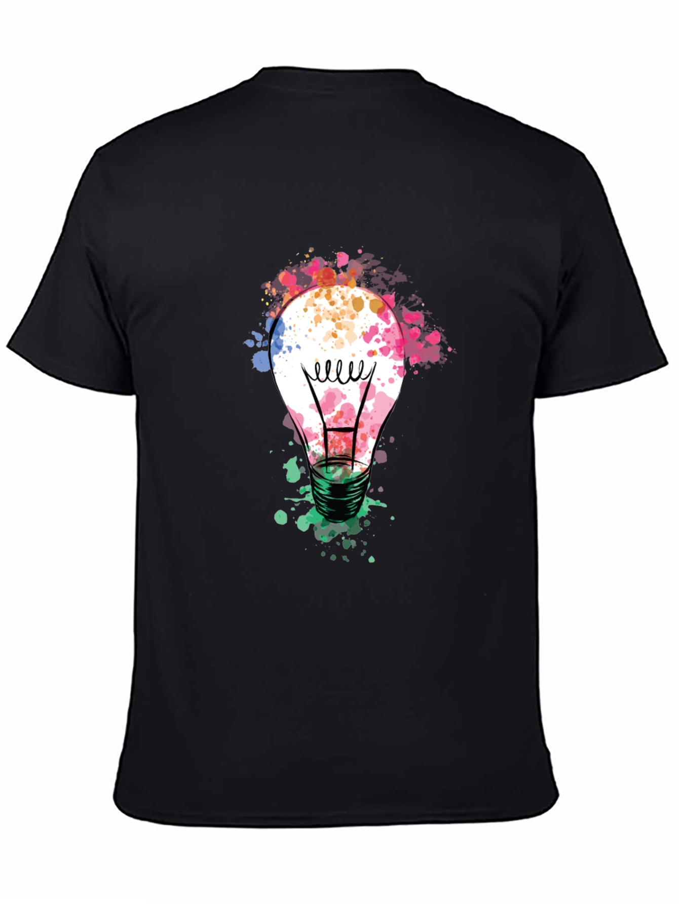 Black Colorful Light Bulb Graphic Tee - Modern Artistic Design view 4