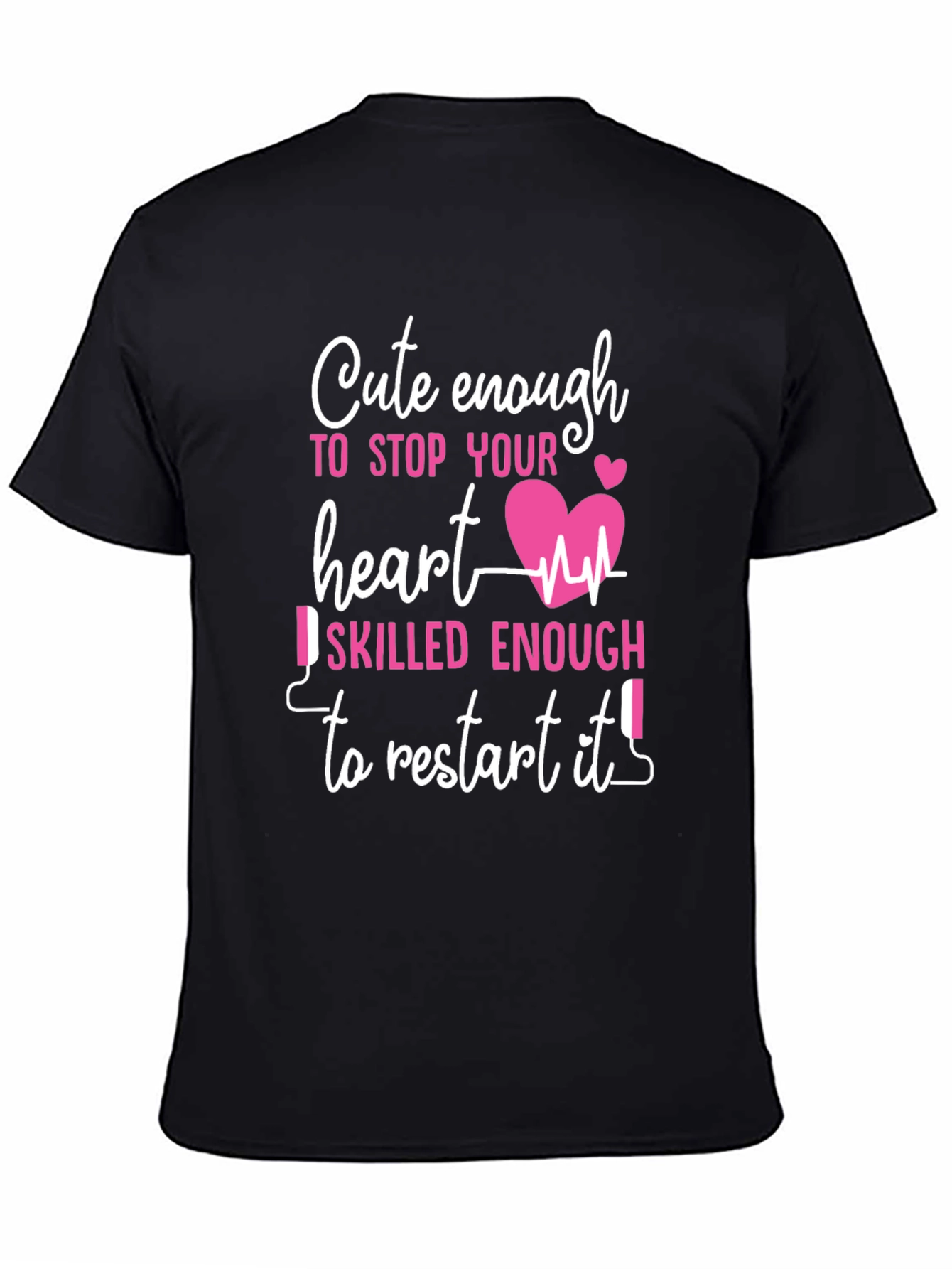 Black Cute Enough Heart Skilled Nurse T-Shirt view 4
