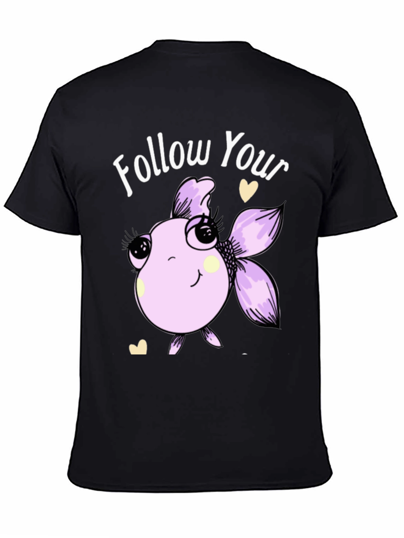 Black Follow Your Dreams T-Shirt with Cute Fish Design view 4