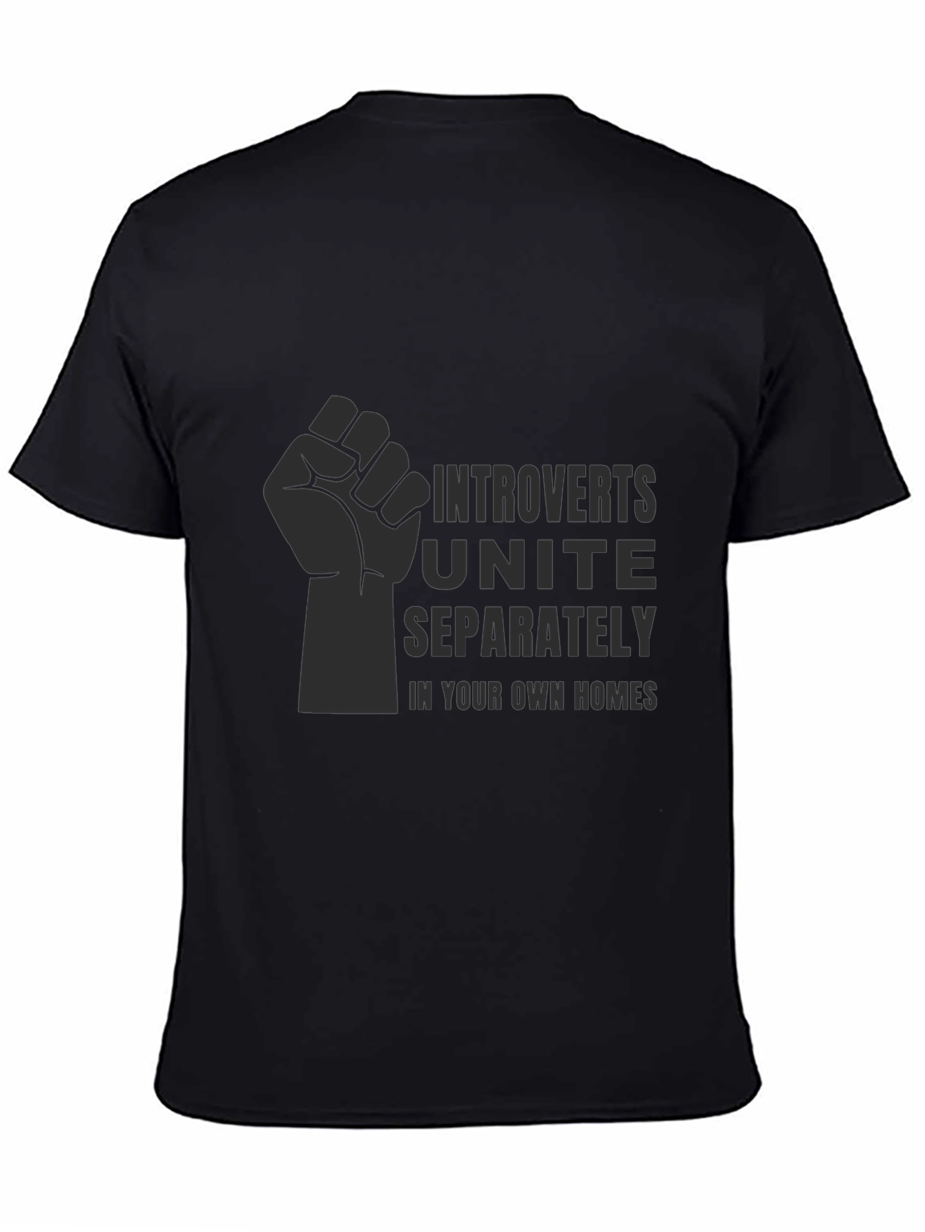 Black Introverts Unite T-Shirt - Black Graphic Tee view 4