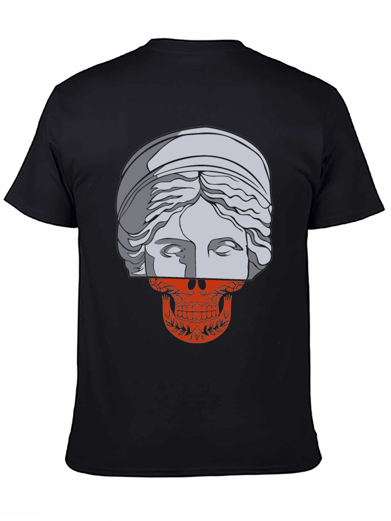 Black Skull Meets Statue Graphic Tee view 4