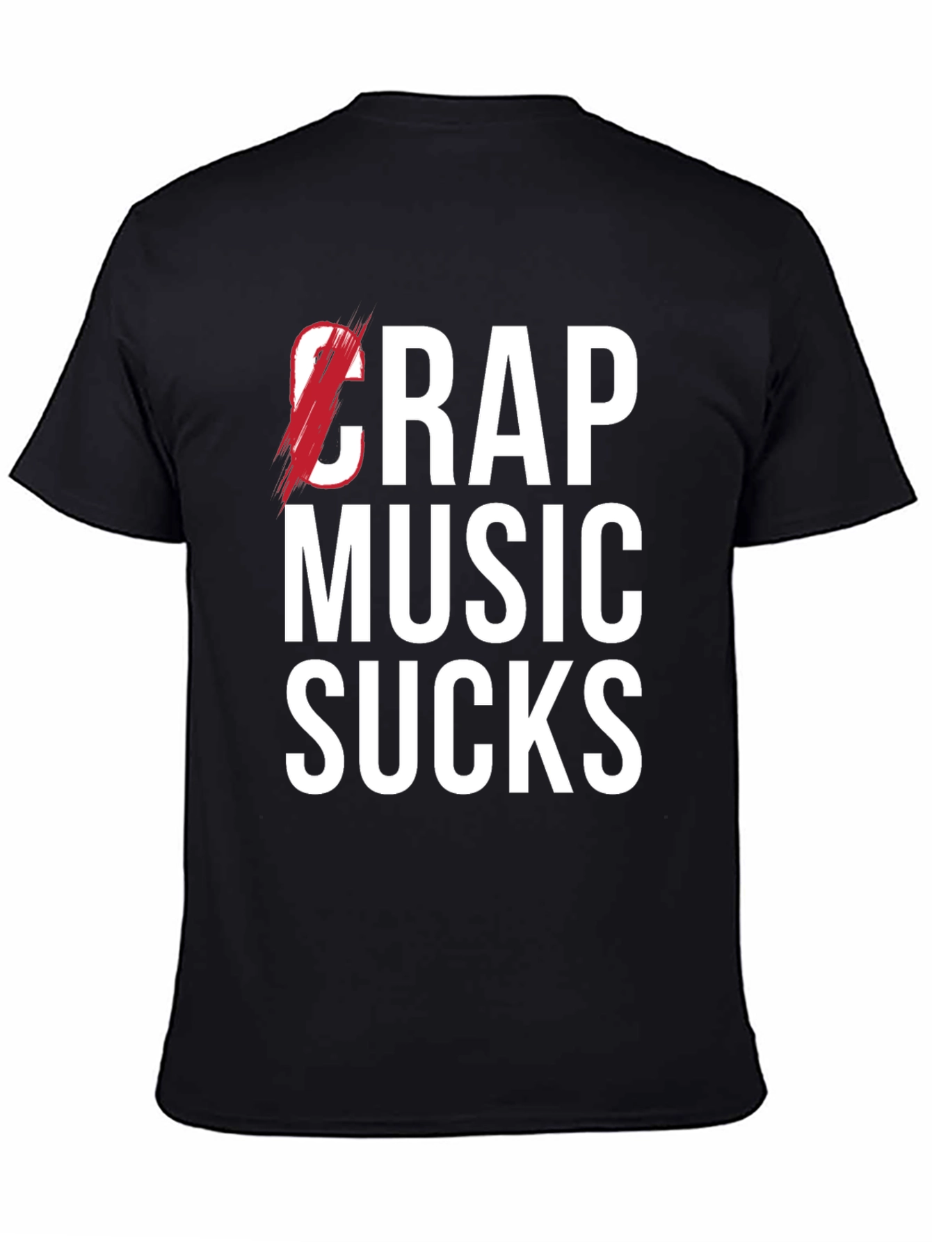 Black Crap Music Sucks Graphic Tee view 4