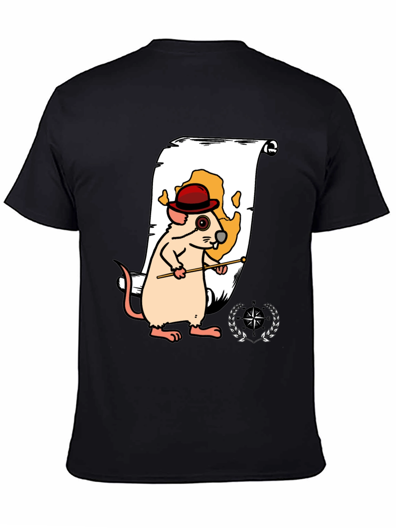 Black Cartoon Mouse Navigator Graphic Tee view 4