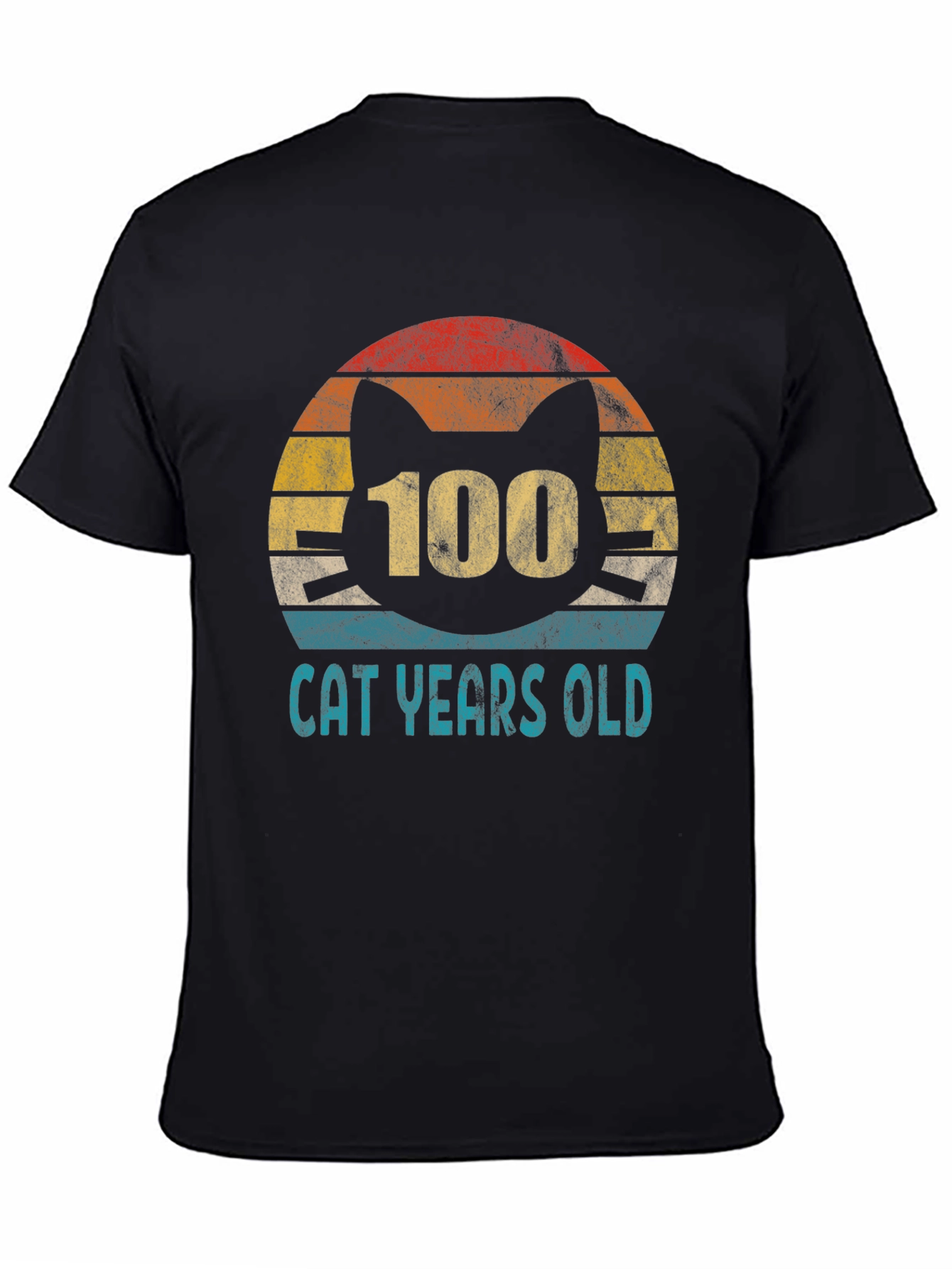 Black 100 Cat Years Old Graphic Tee view 4