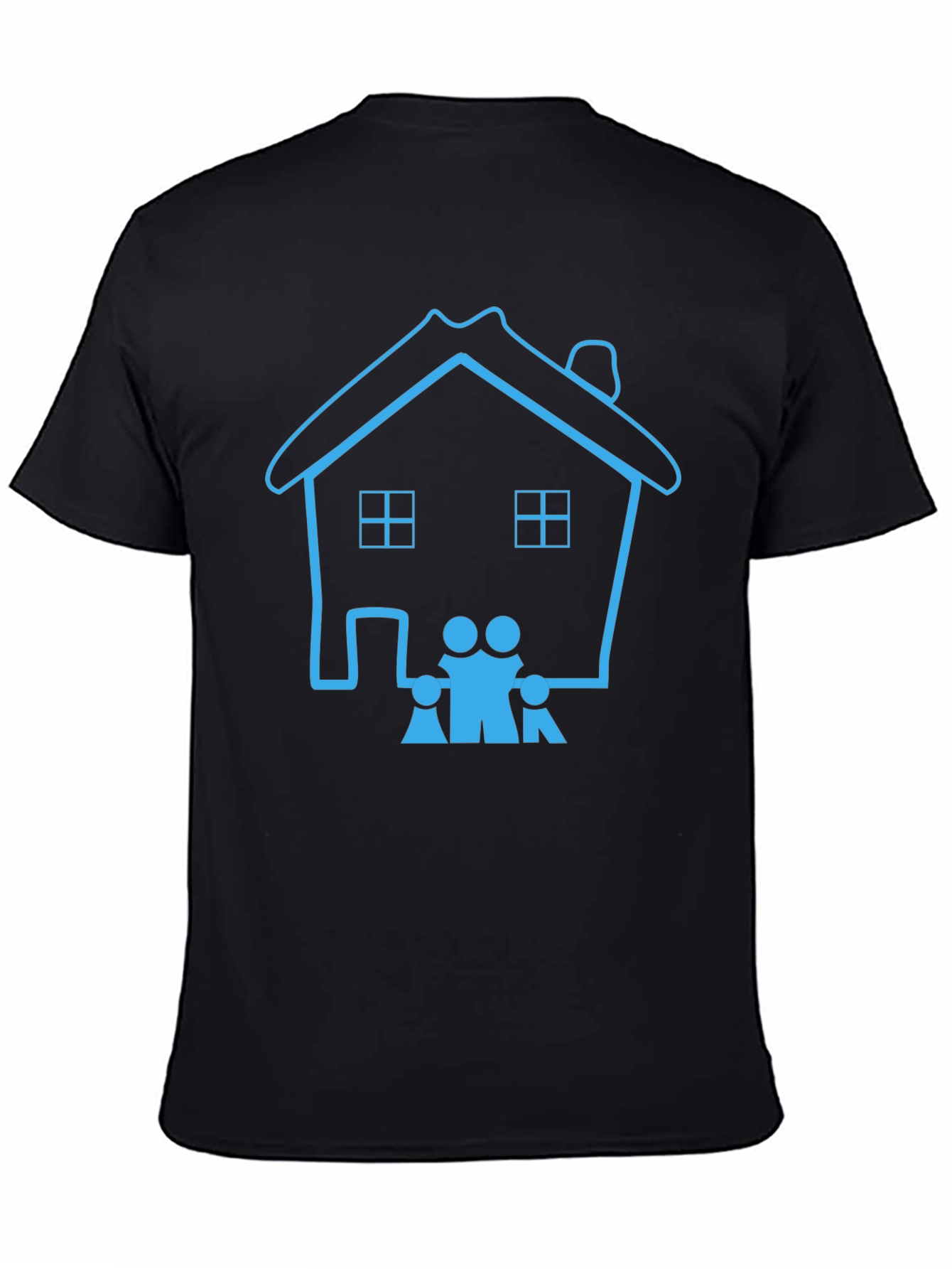 Black Family Home Graphic Tee - Classic Black Cotton T-Shirt view 4