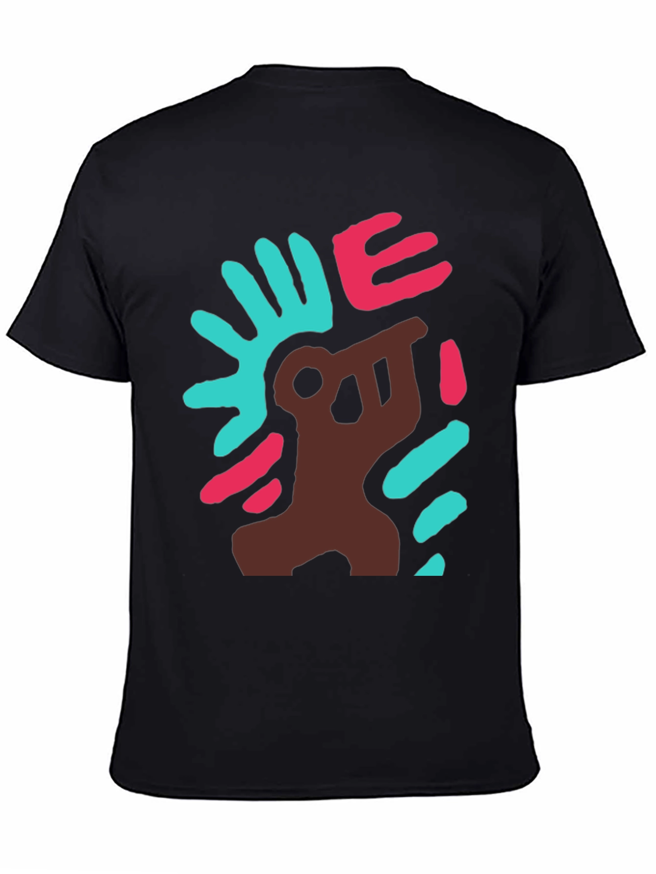 Black Abstract Graphic Print Crew Neck T-Shirt view 4