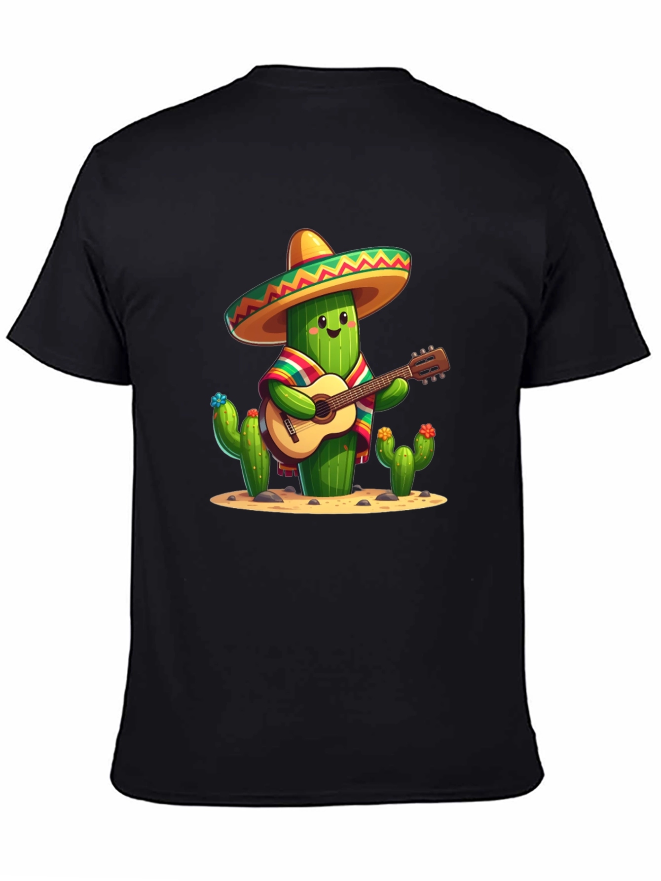 Black Cactus Guitar Player T-Shirt view 4