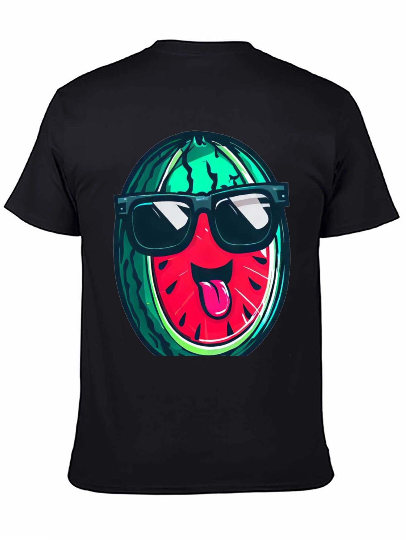 Black Cool Watermelon Graphic T-Shirt view 4