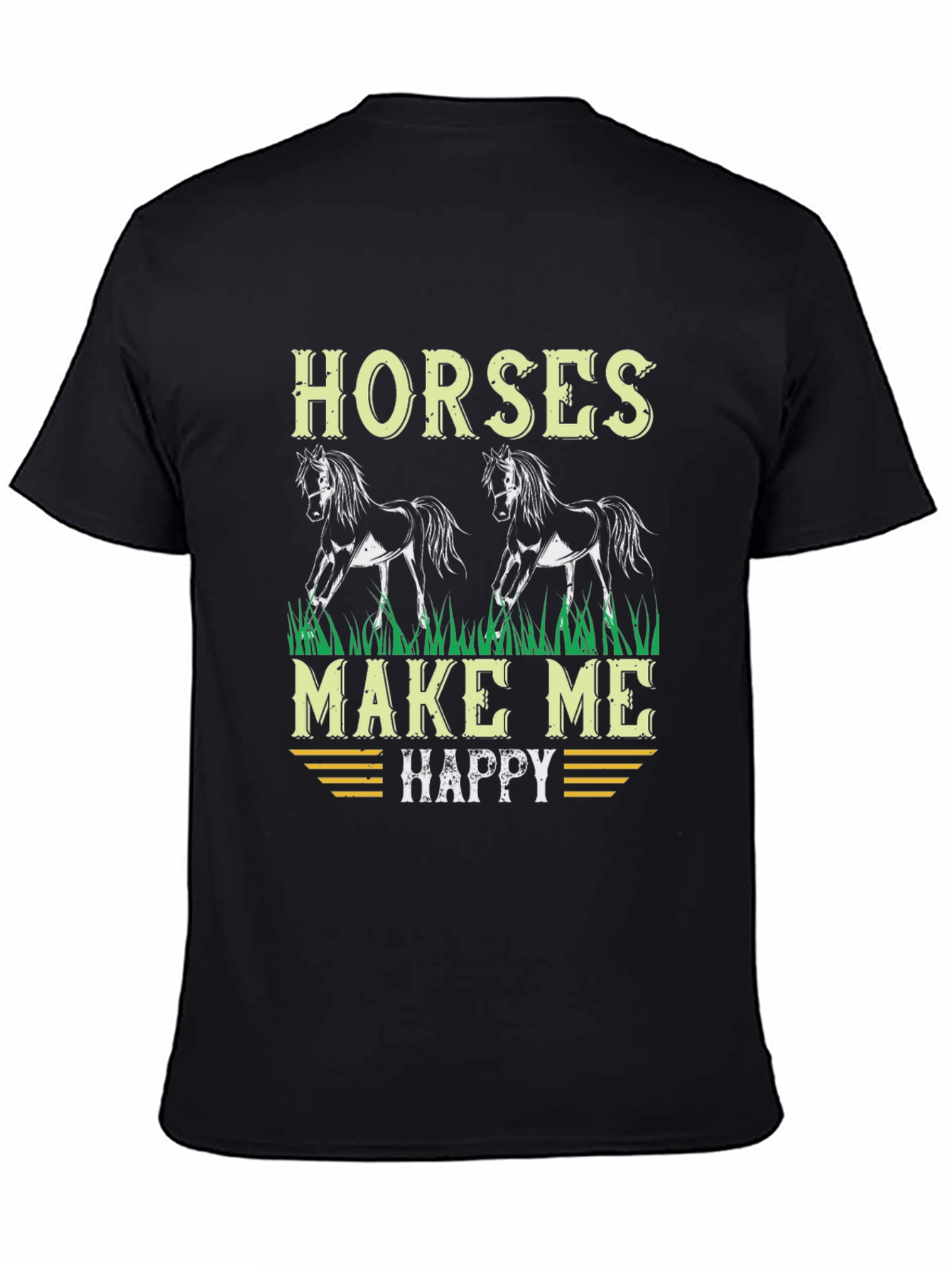 Black Horses Make Me Happy Graphic T-Shirt view 4