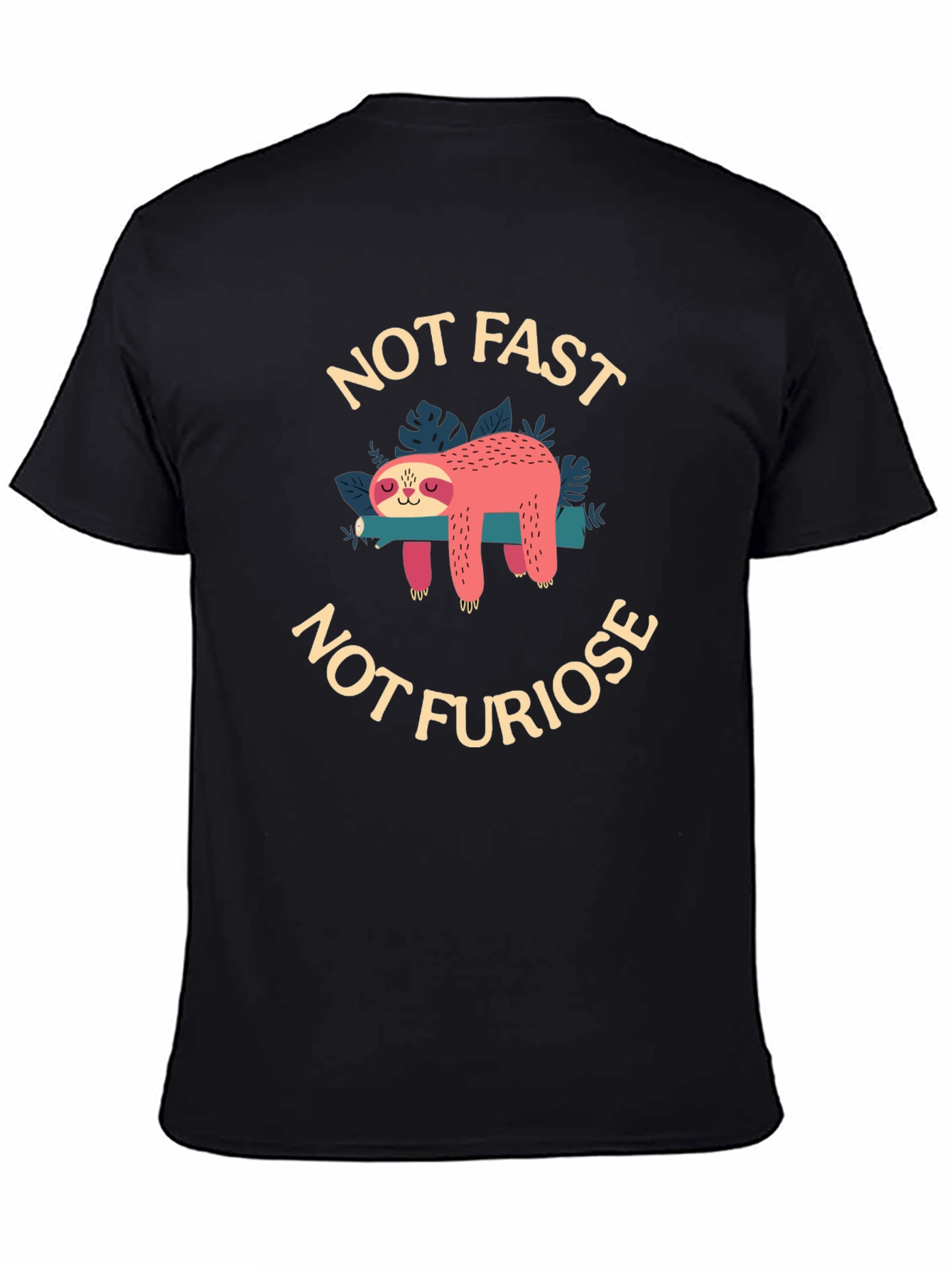 Black Not Fast Not Furiose Sloth Graphic T-Shirt view 4