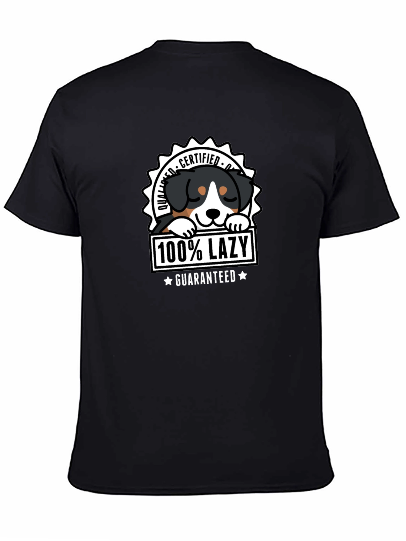 Black 100% Lazy Dog Graphic T-Shirt - Certified Quality view 4