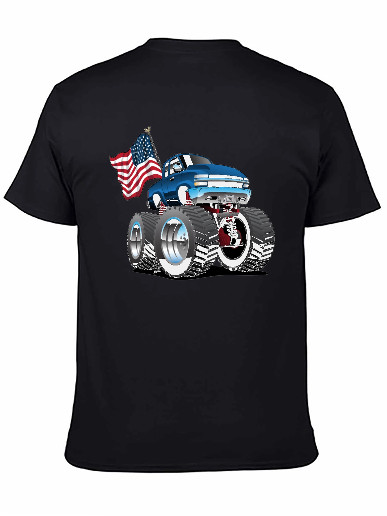 Black Monster Truck USA Flag Graphic Tee view 4