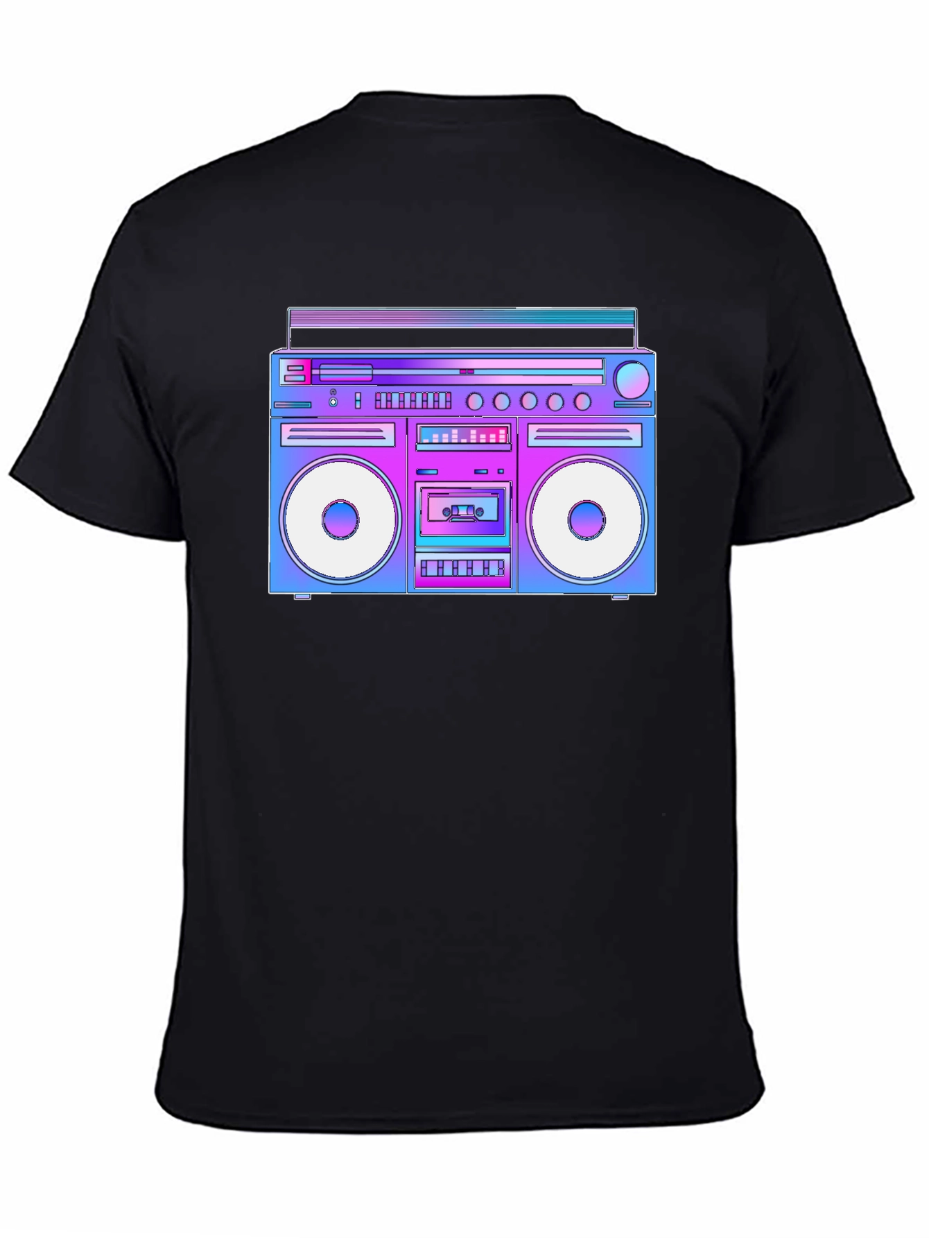 Black Retro Boombox T-Shirt - 80s Throwback Style view 4