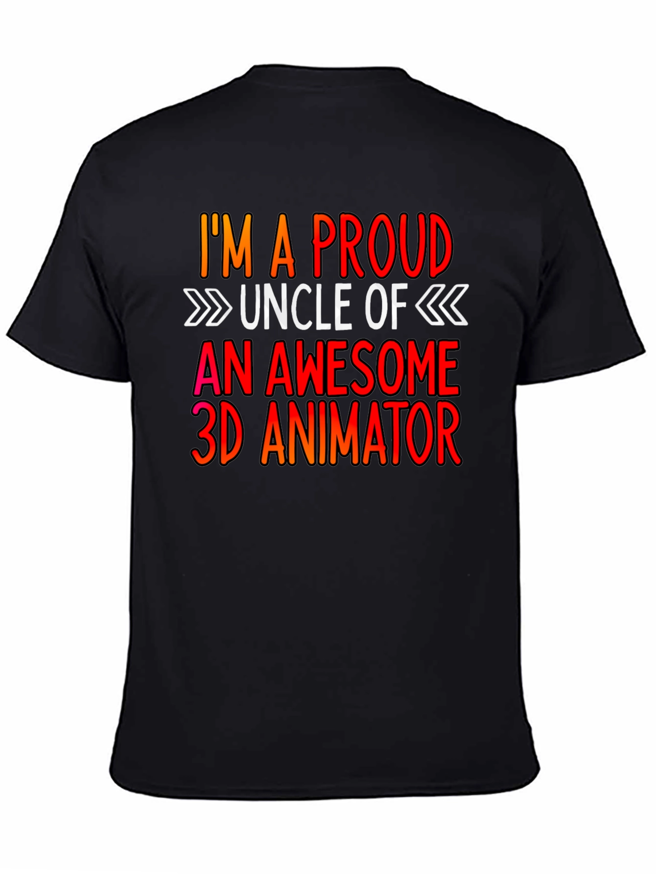 Black Proud Uncle 3D Animator T-Shirt view 4
