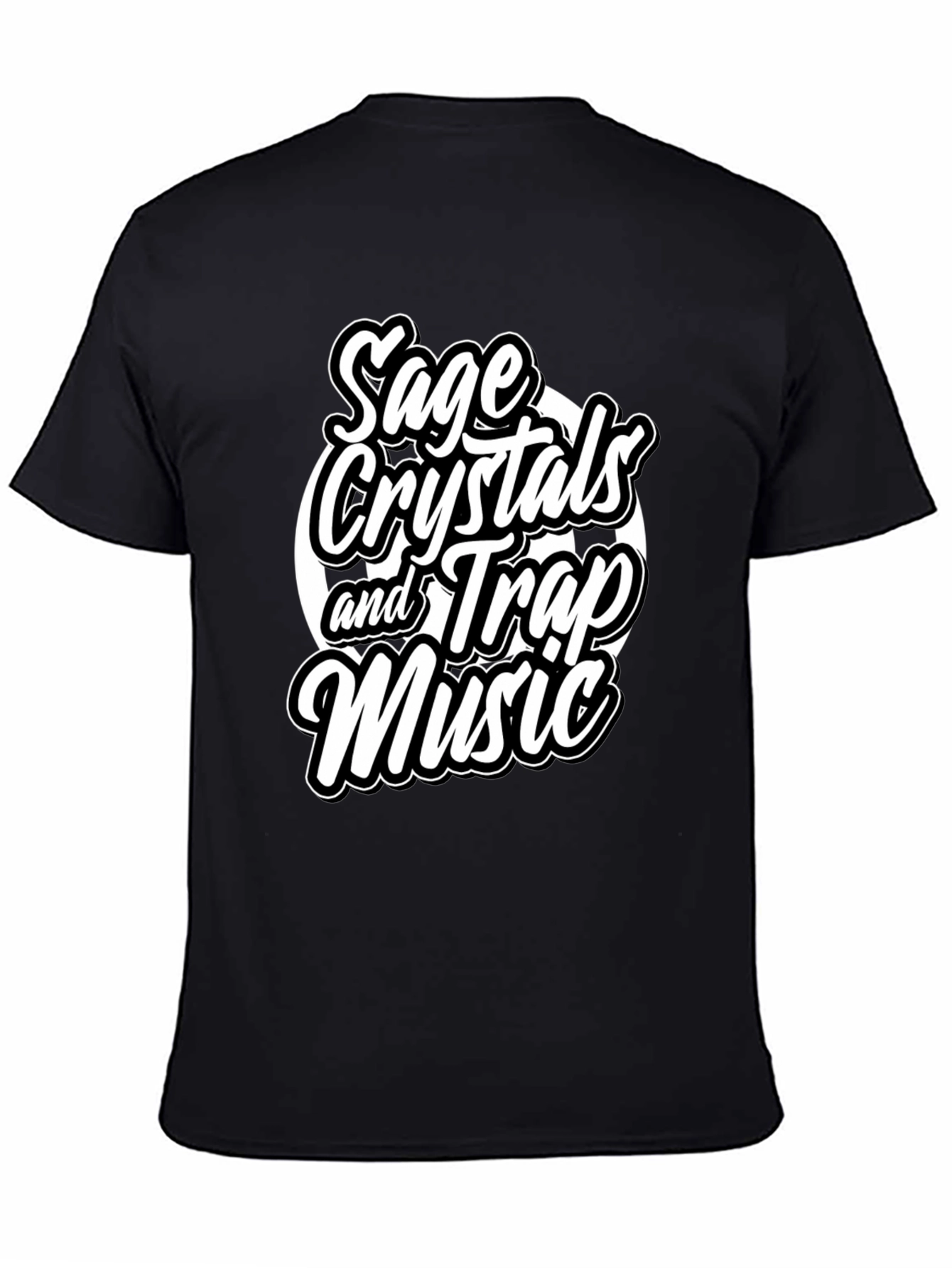 Black Sage Crystals and Trap Music Black T-Shirt view 4