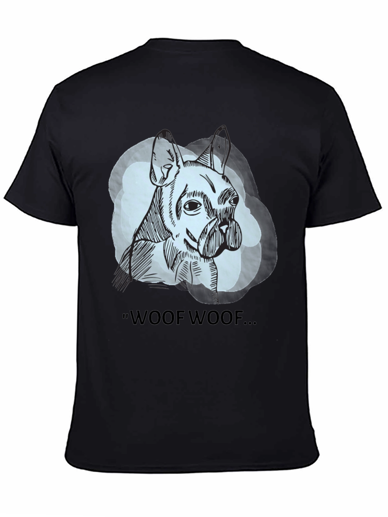 Black Woof Woof Dog Graphic Tee - Black view 4